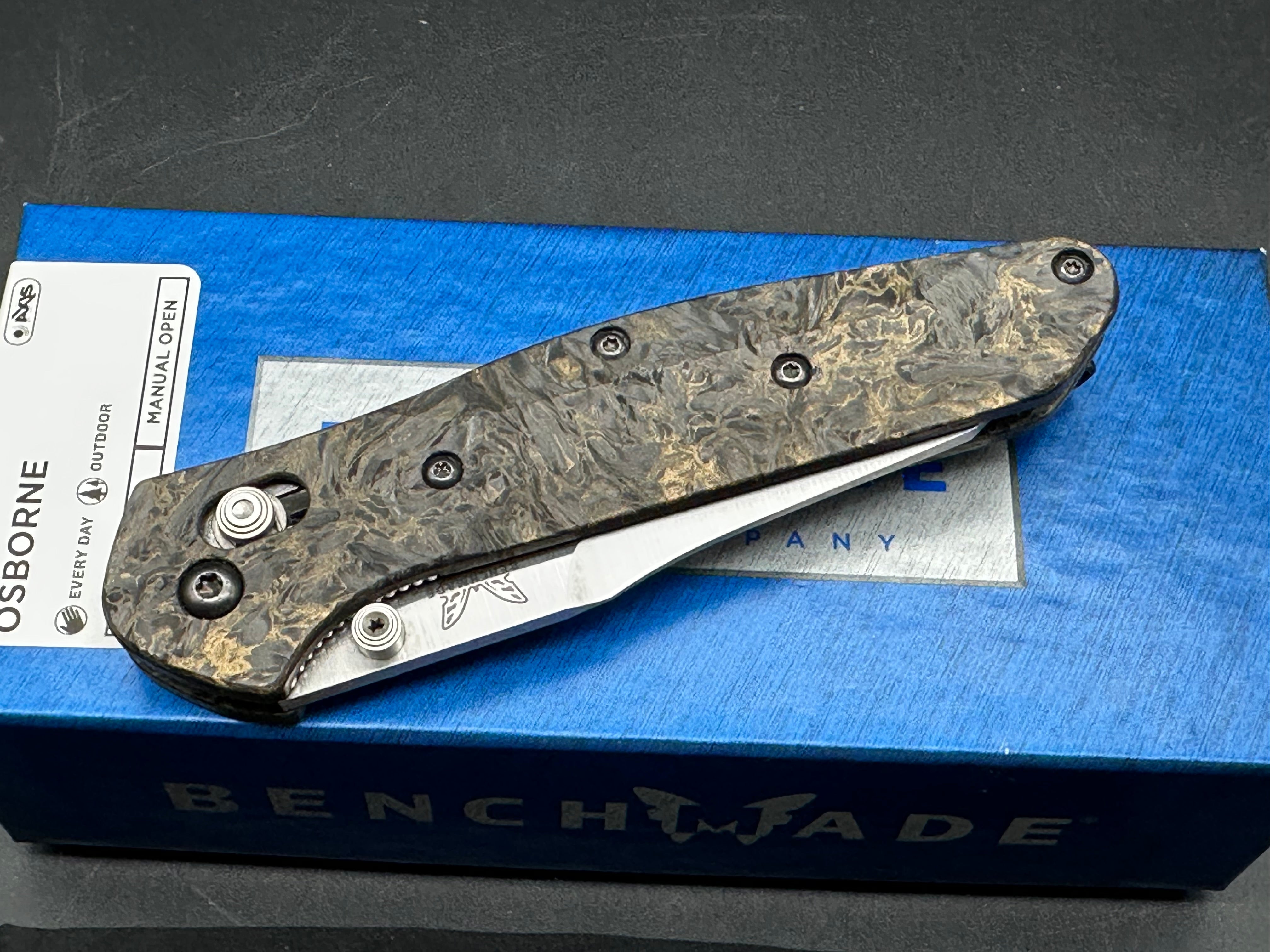 Benchmade 940-2, with Gold Dark Matter scales and original scales
