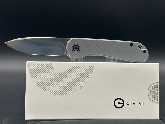 CIVIVI ELEMENTUM LINER LOCK KNIFE GRAY G10 HANDLE PLAIN CHINESE D2 BLADE