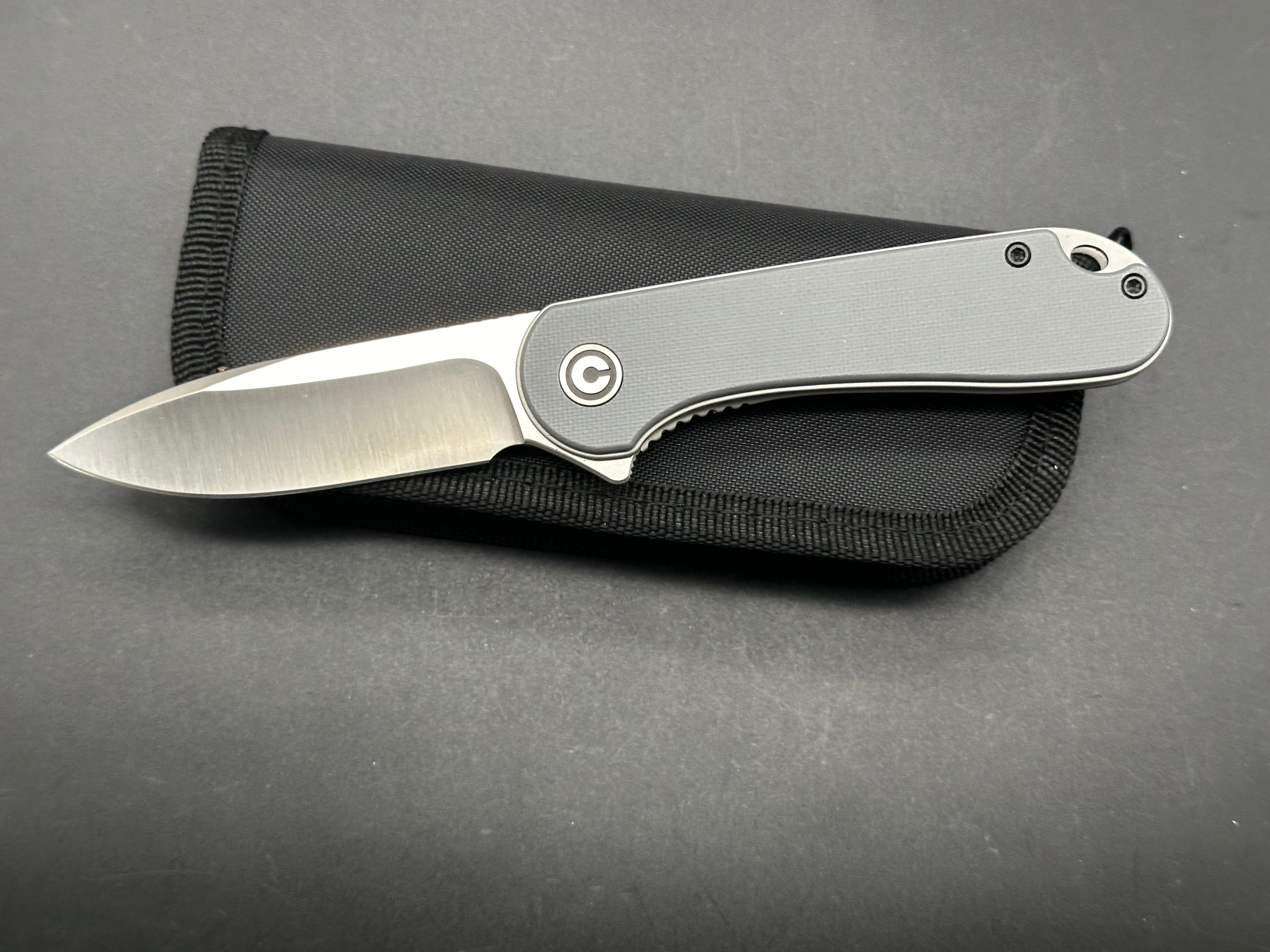 CIVIVI ELEMENTUM LINER LOCK KNIFE GRAY G10 HANDLE PLAIN CHINESE D2 BLADE