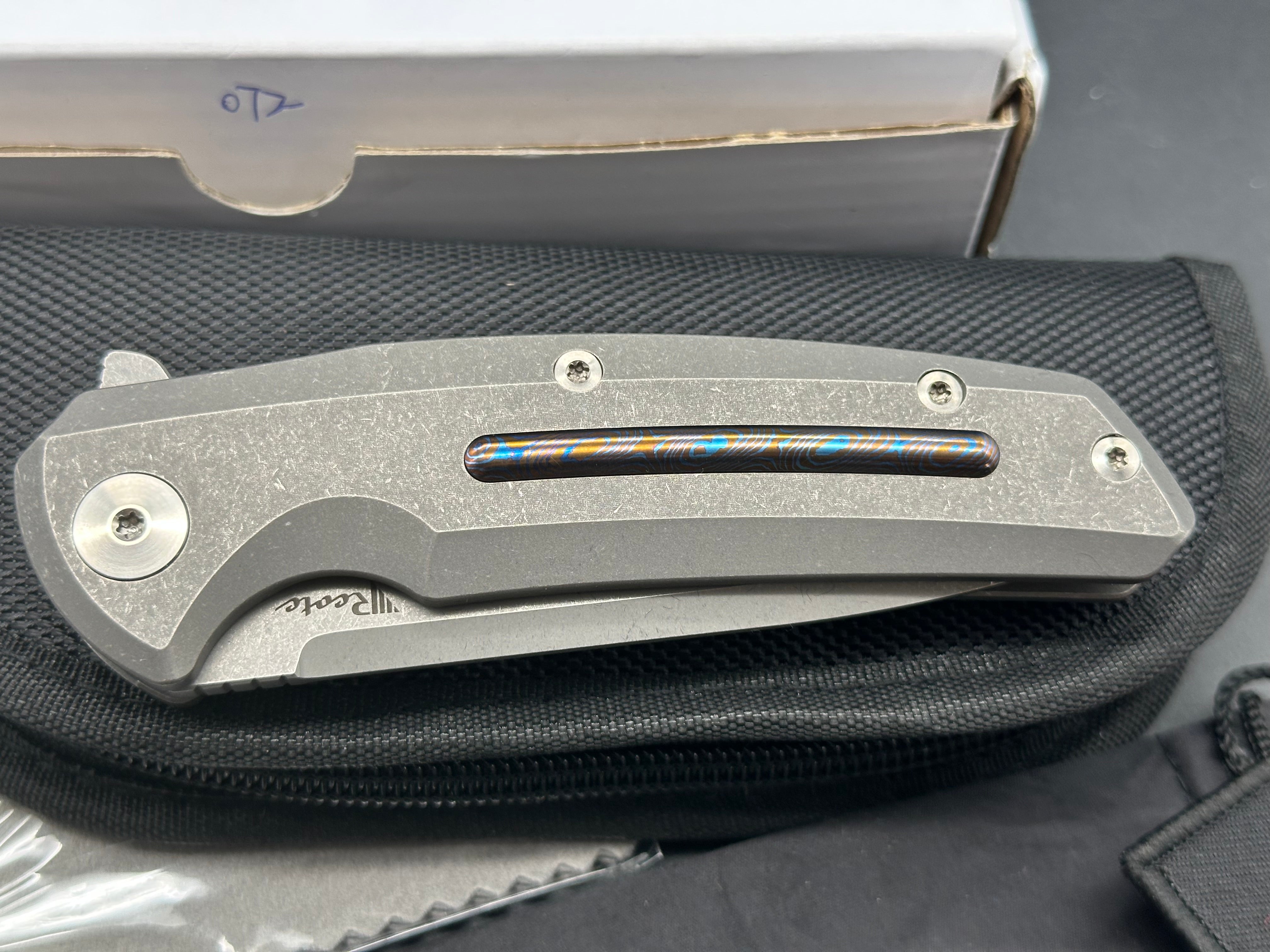 Reate Epoch #072/400, Dark Stonewashed CTS-204P Blade, Dark Stonewashed Ti Handles with Mokuti Inlay