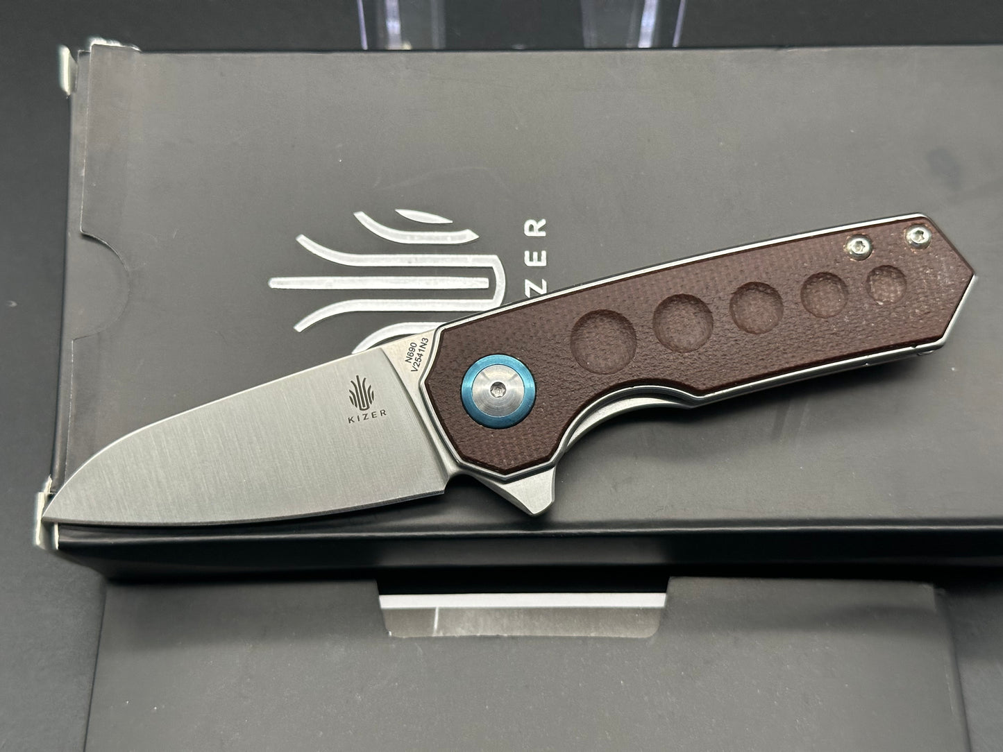 Kizer Lieb Liner Lock Knife Brown Micarta