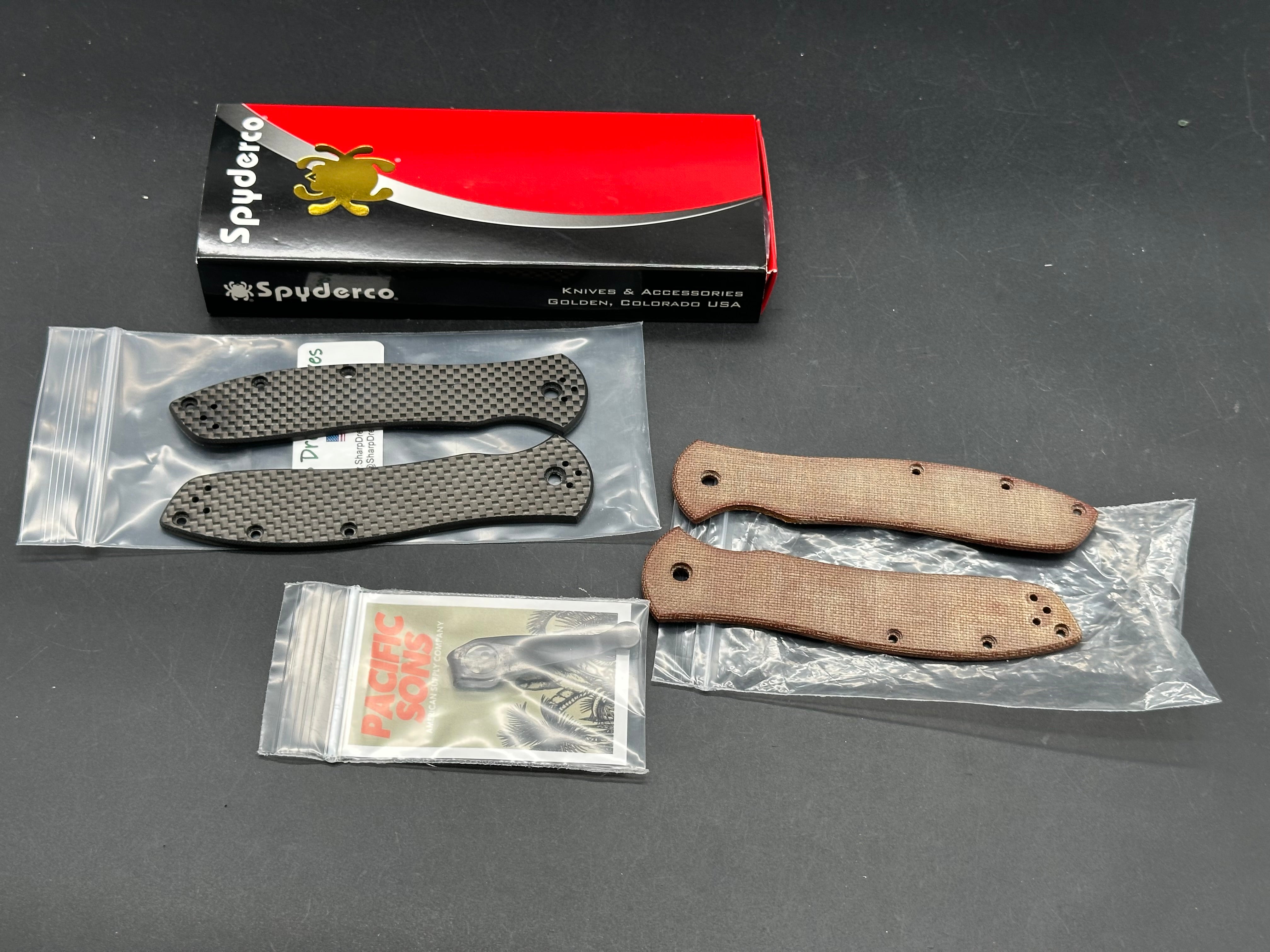 Spyderco Gail Bradley 2, gold dark matter scales Plus original scales