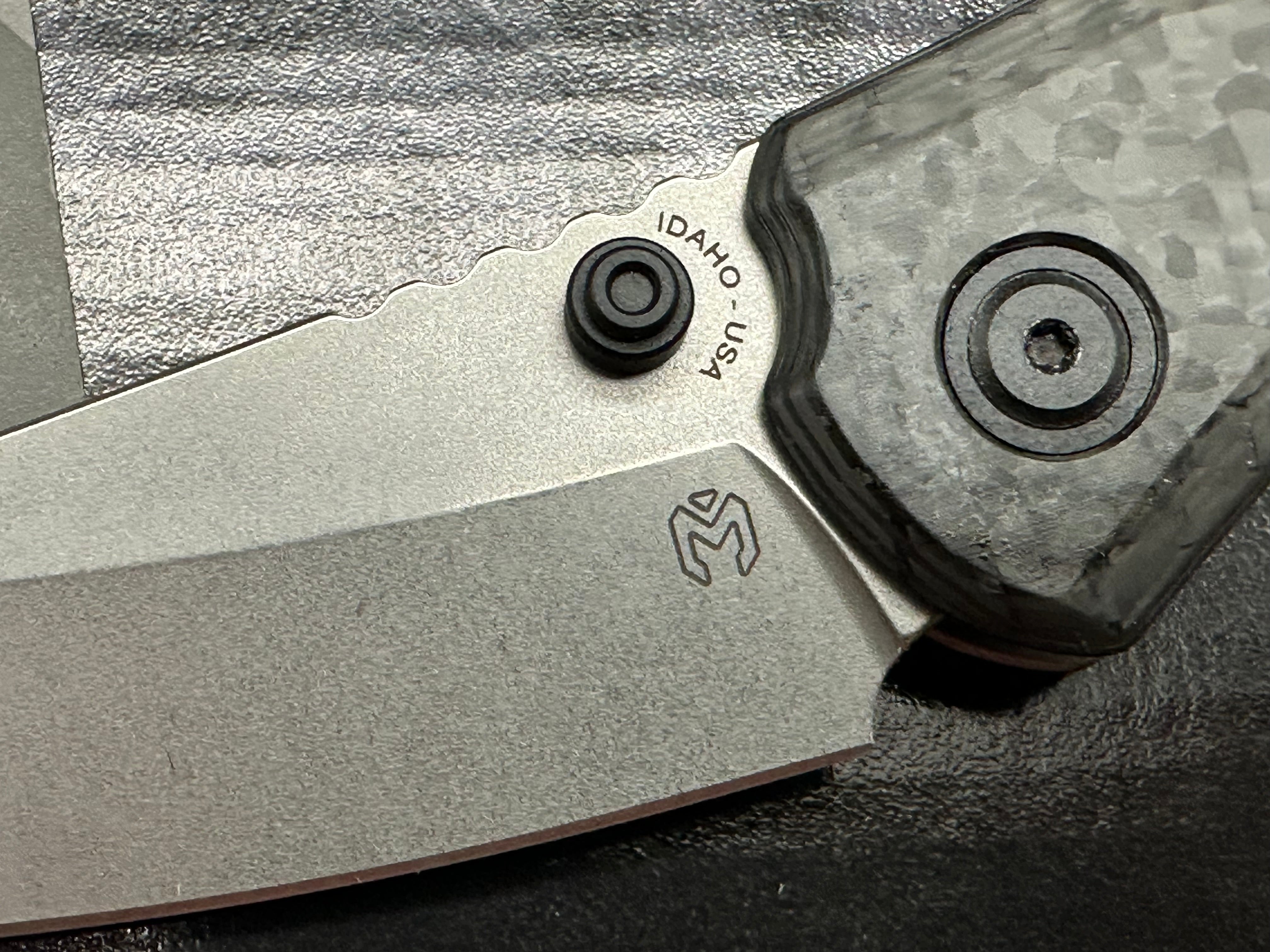 Millit Overland, 3.17" CPM MagnaCut Stonewash Blade w/Carbon Fiber and Dark Stonewash Titanium Frame Lock Scales