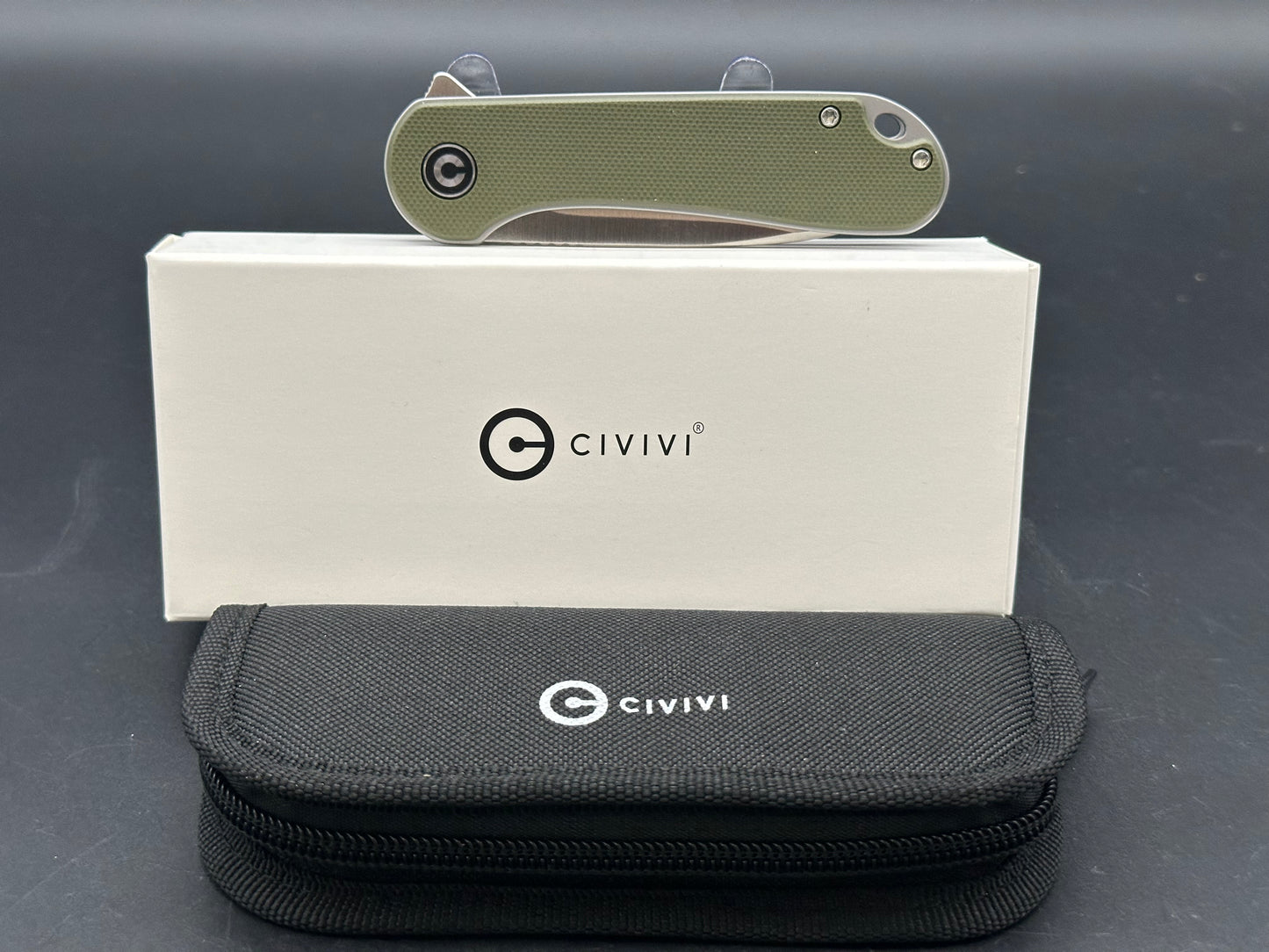 CIVIVI ELEMENTUM LINER LOCK KNIFE GREEN G10 HANDLE PLAIN EDGE D2 BLADE C907E