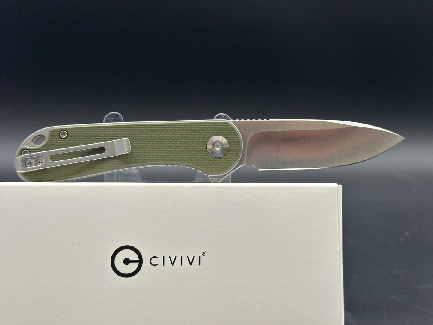 CIVIVI ELEMENTUM LINER LOCK KNIFE GREEN G10 HANDLE PLAIN EDGE D2 BLADE C907E