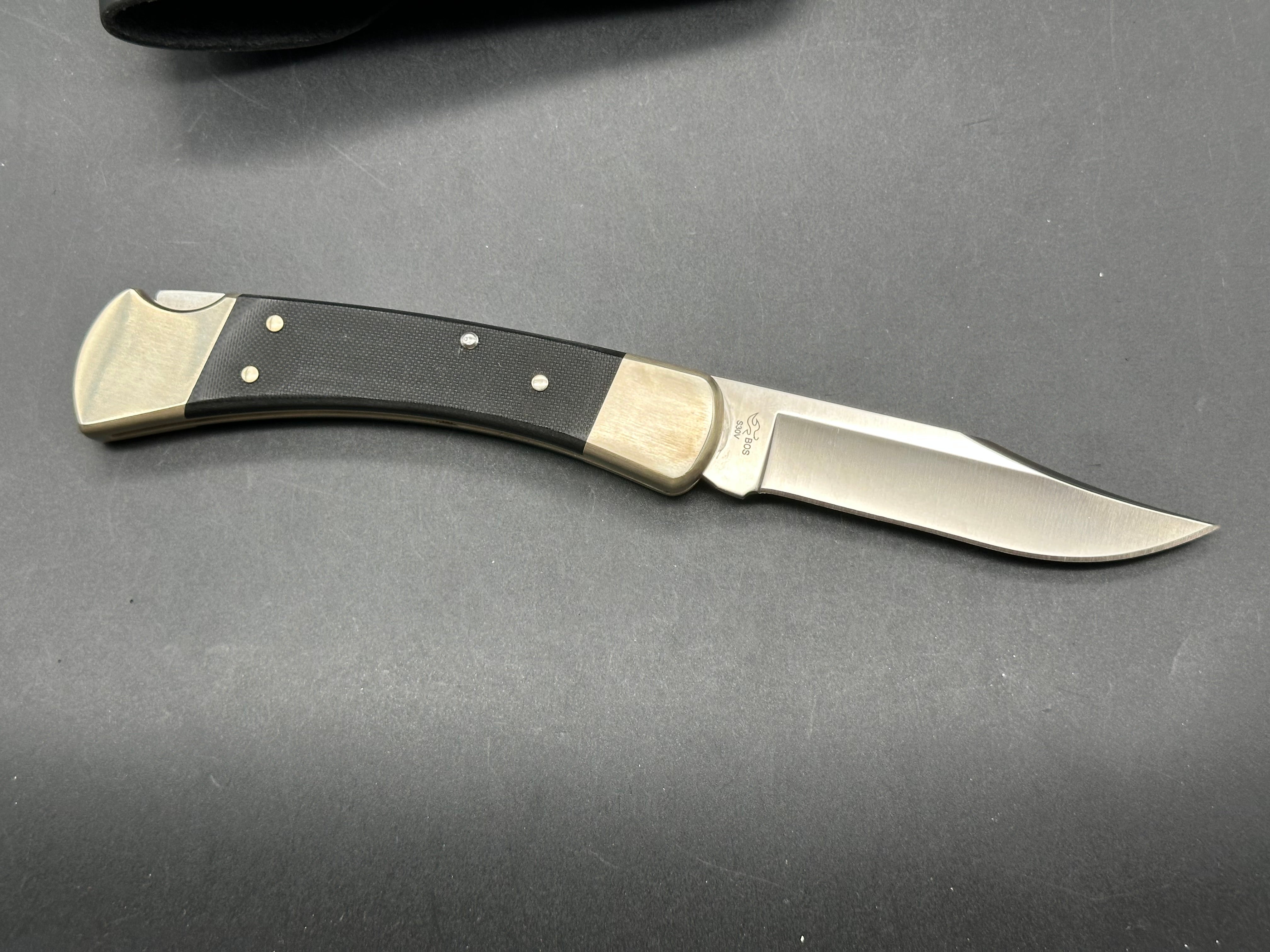 Buck 110 Auto, black G-10 scales, nickel bolsters, with scabbard