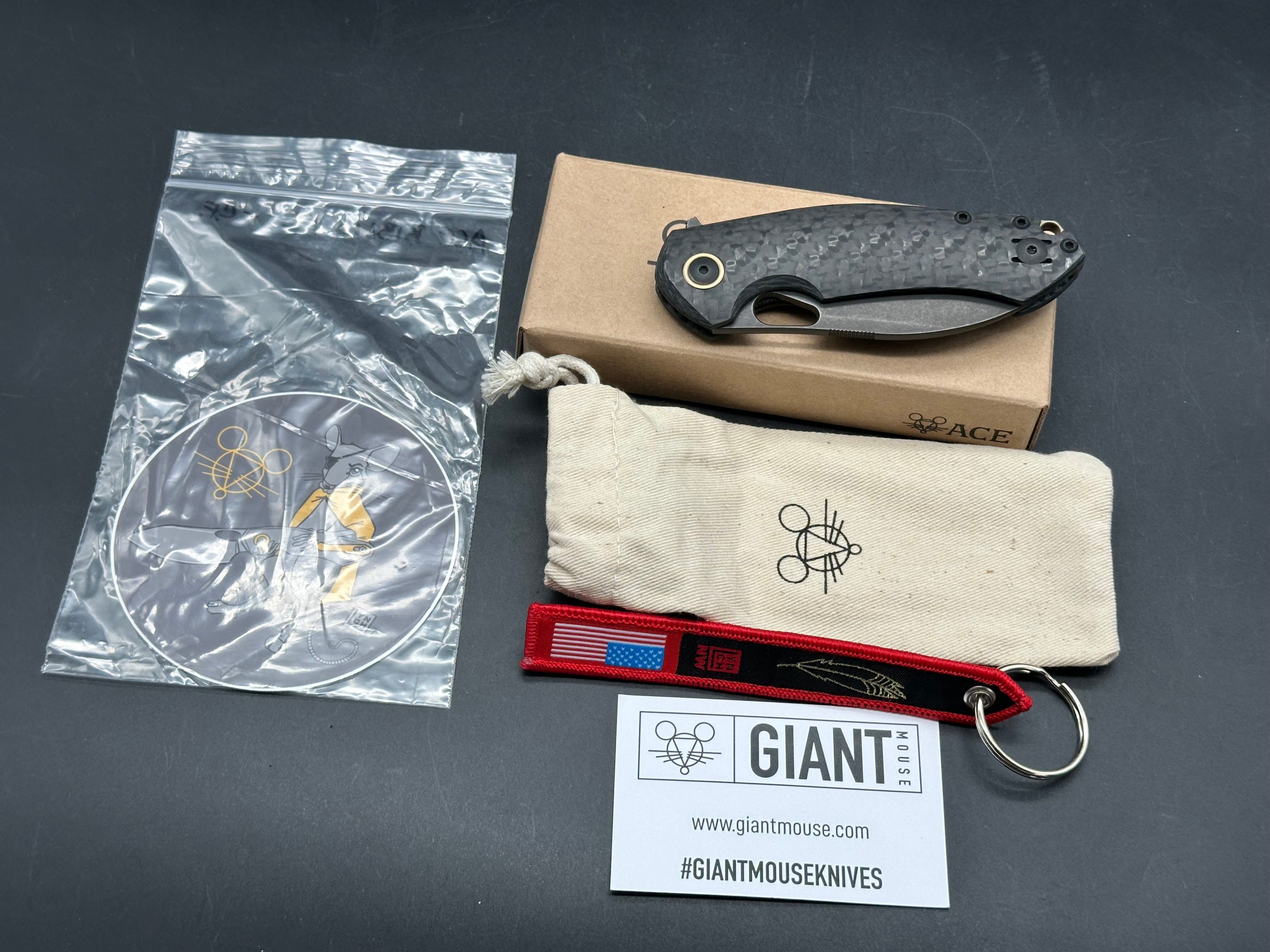 Ace Biblio XL Lynch Northwest Exclusive, Blackwashed CPM-Magnacut PVD Blade, Contoured Carbon Fiber Handles