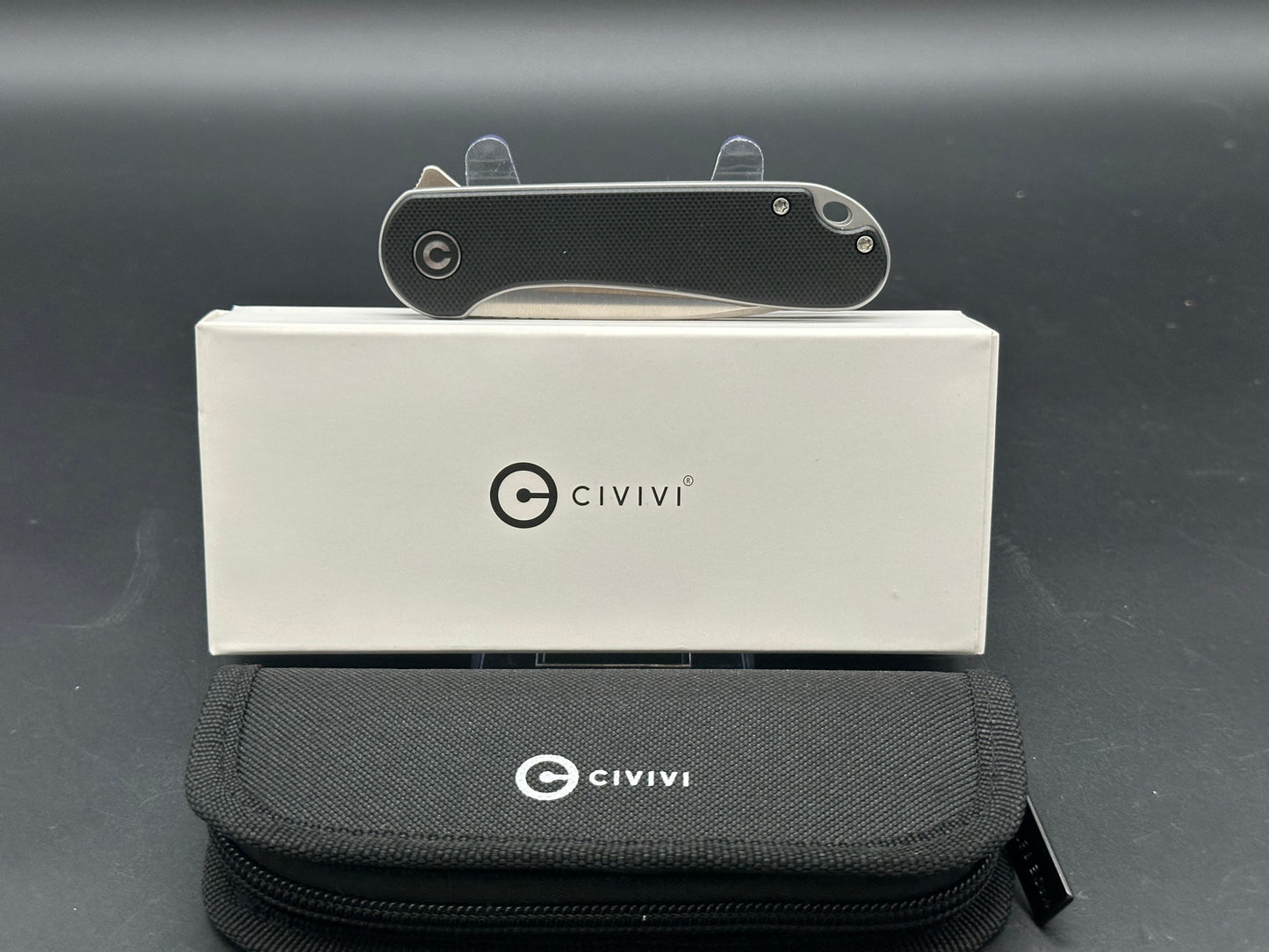 CIVIVI ELEMENTUM LINER LOCK KNIFE BLACK G10 HANDLE PLAIN EDGE D2 BLADE