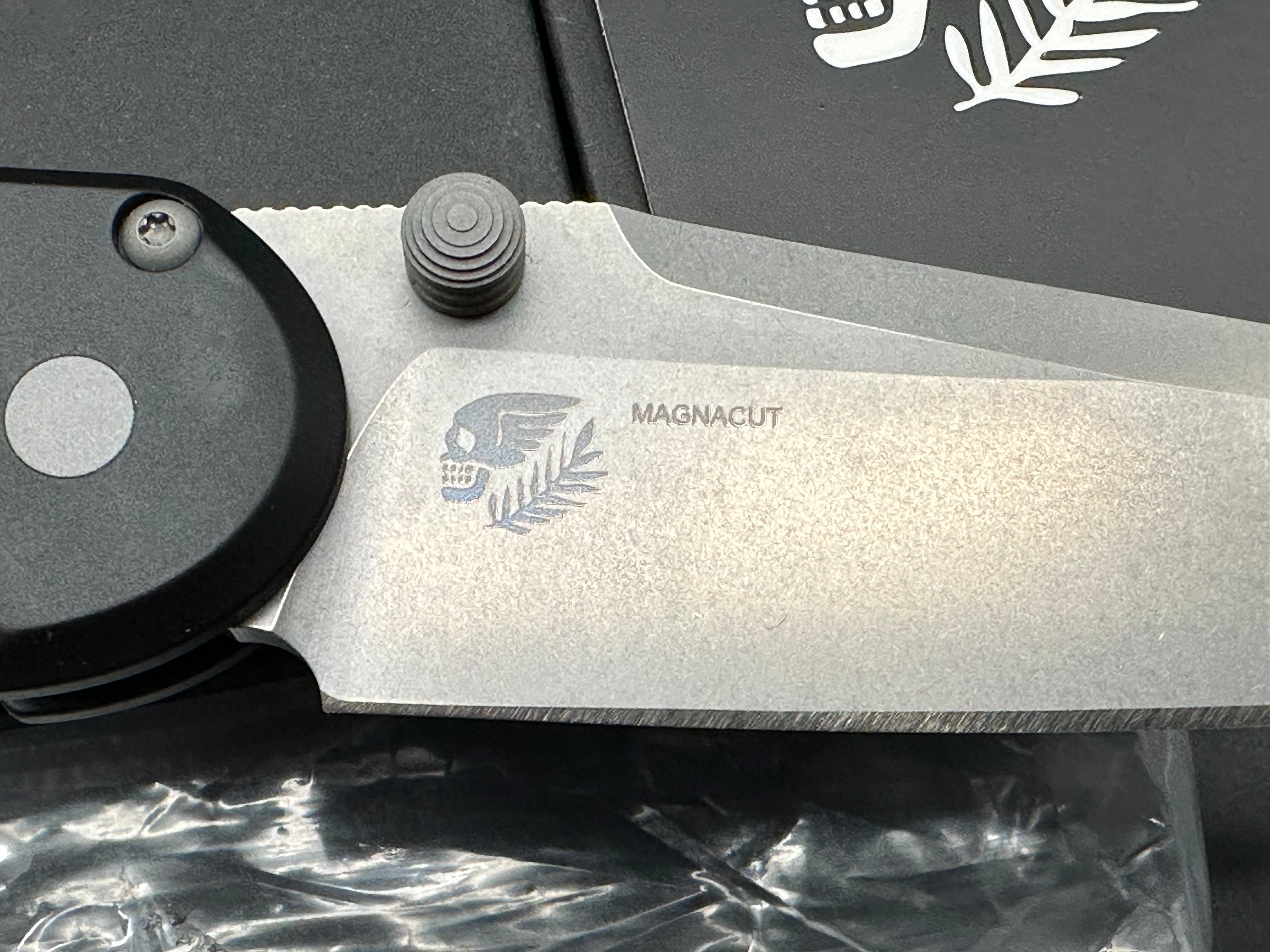 ProTech Avalon, 4" MagnaCut Stonewash Blade with Black Anodized Smooth 6061 Aluminum Scales