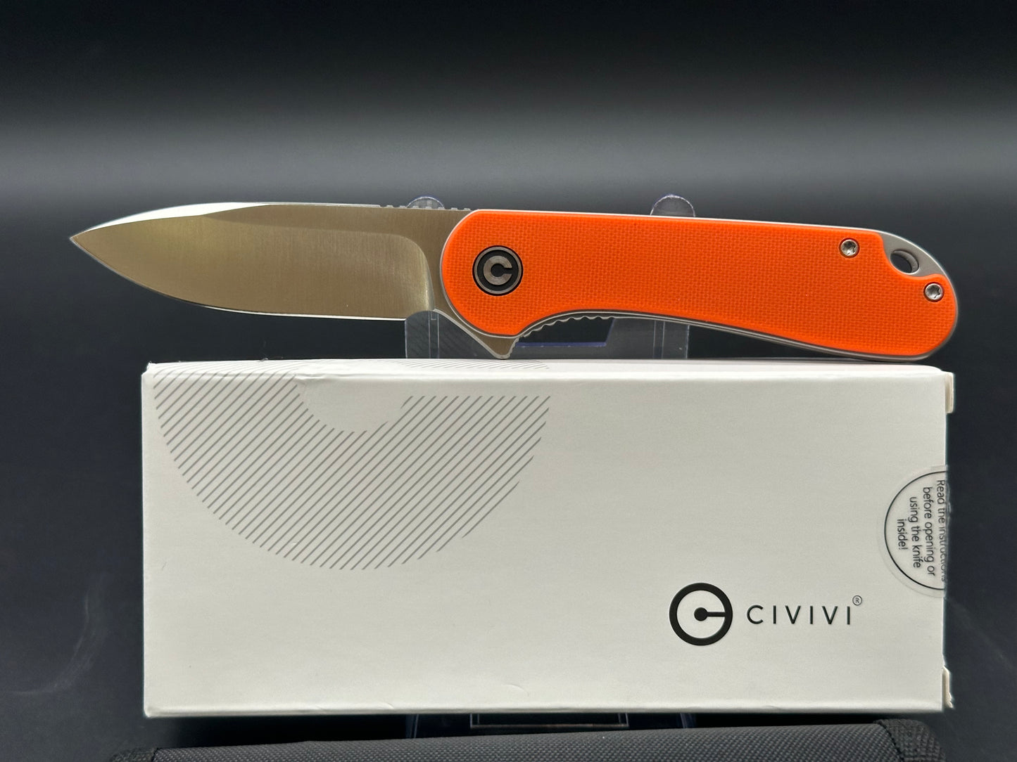 CIVIVI ELEMENTUM LINER LOCK KNIFE ORANGE G10 HANDLE PLAIN EDGE D2 BLADE