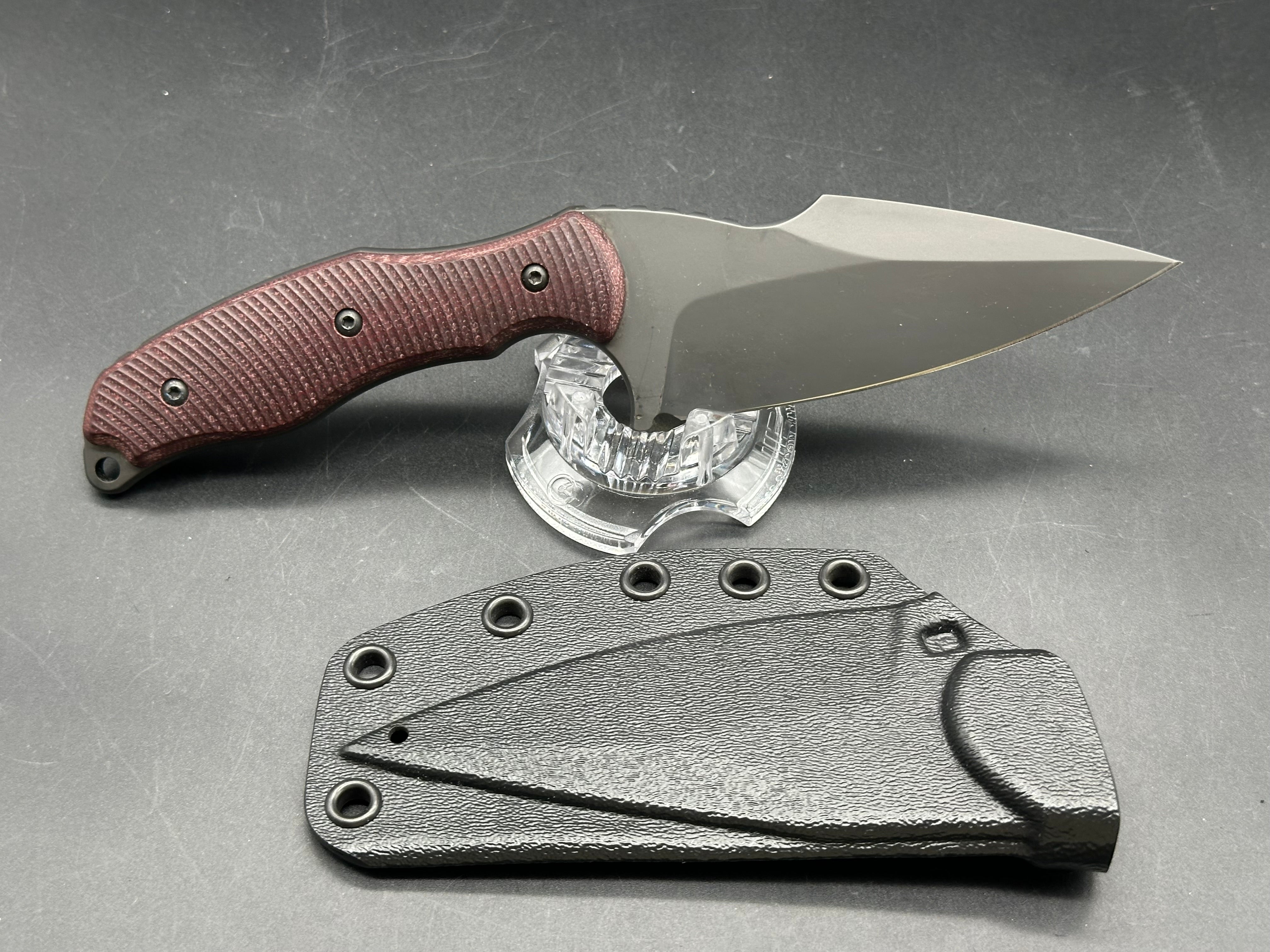 Fox Borka SB1 Fixed Blade Maroon G10 handles