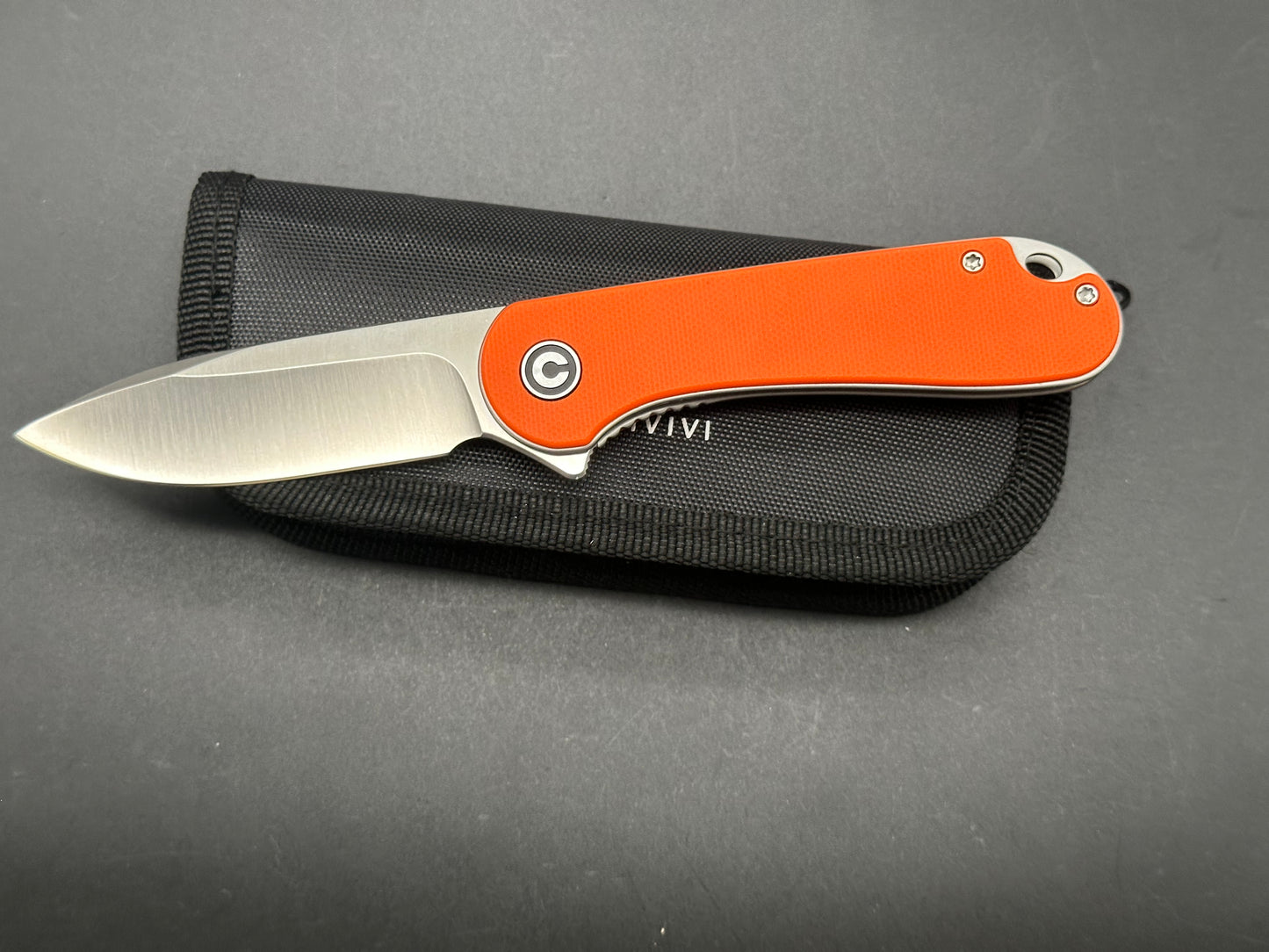 CIVIVI ELEMENTUM LINER LOCK KNIFE ORANGE G10 HANDLE PLAIN EDGE D2 BLADE