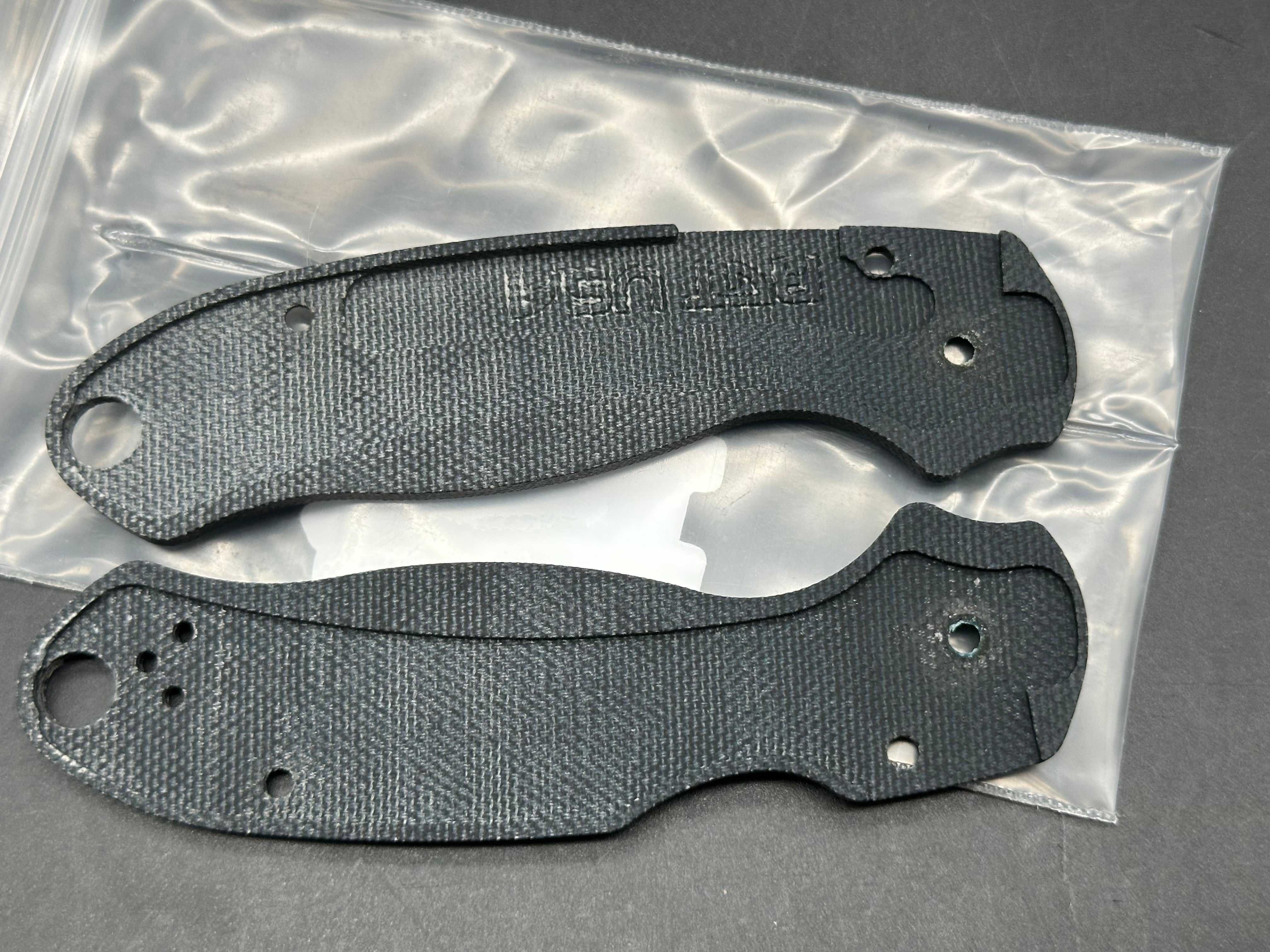 Spyderco Para 3 Replacement Scales from Ripp's Garage Tech in Blue Canvas Micarta