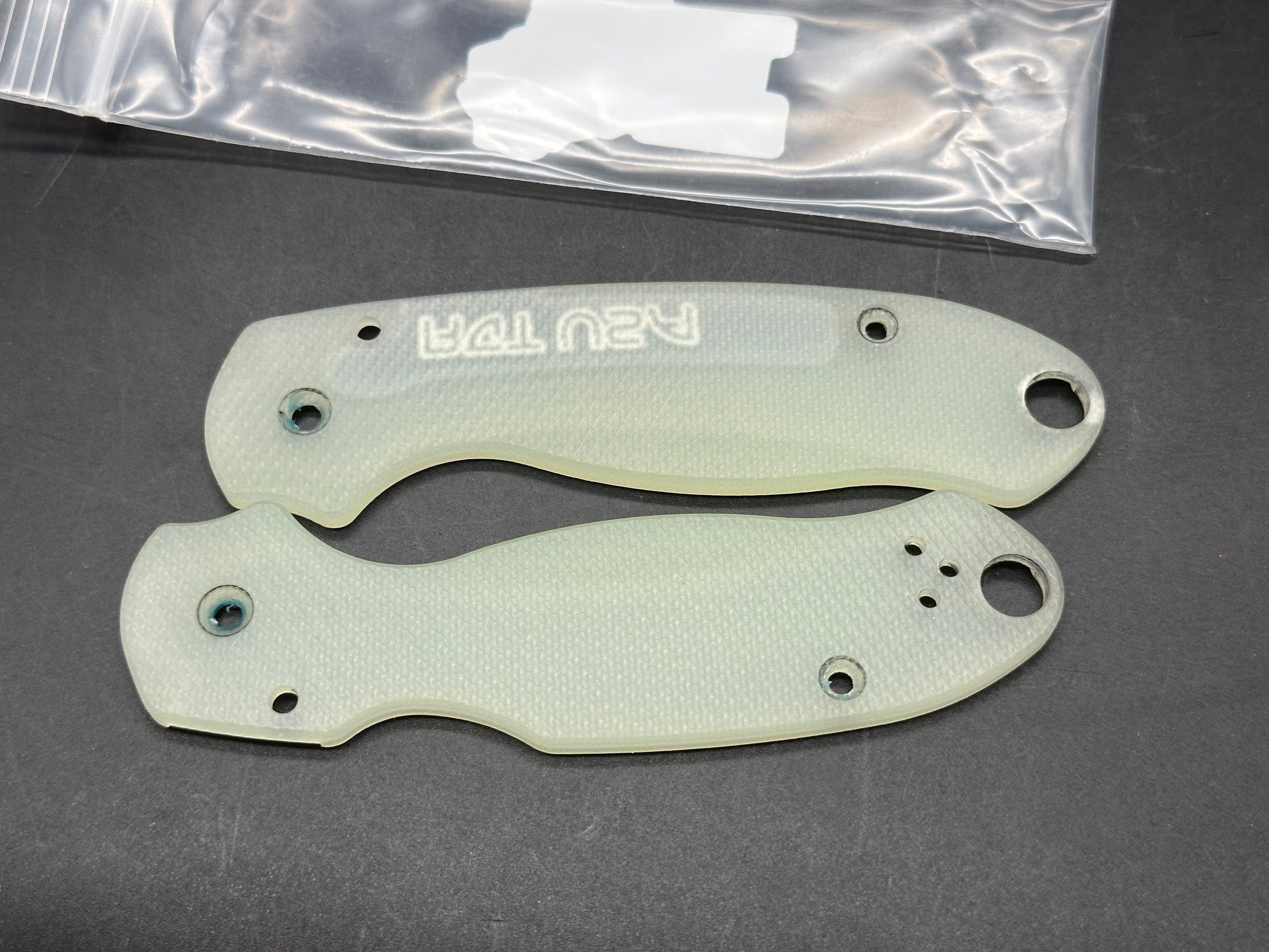 Spyderco Para 3 Replacement Scales from Ripp's Garage Tech in Deep Angle Milled Natural G10