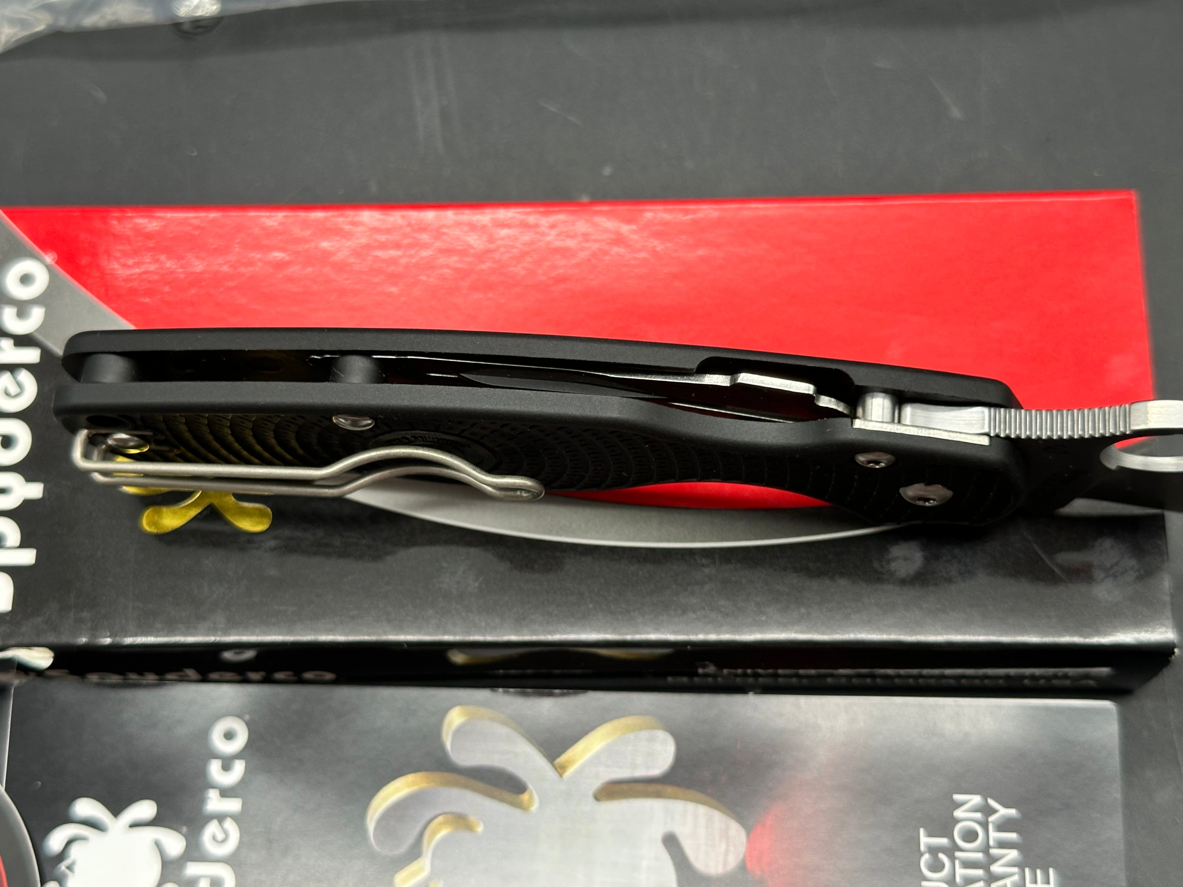 Spyderco Para Military 2 Lightweight, 3.47" CTS BD1N Stonewash Blade with Black FRN Scales