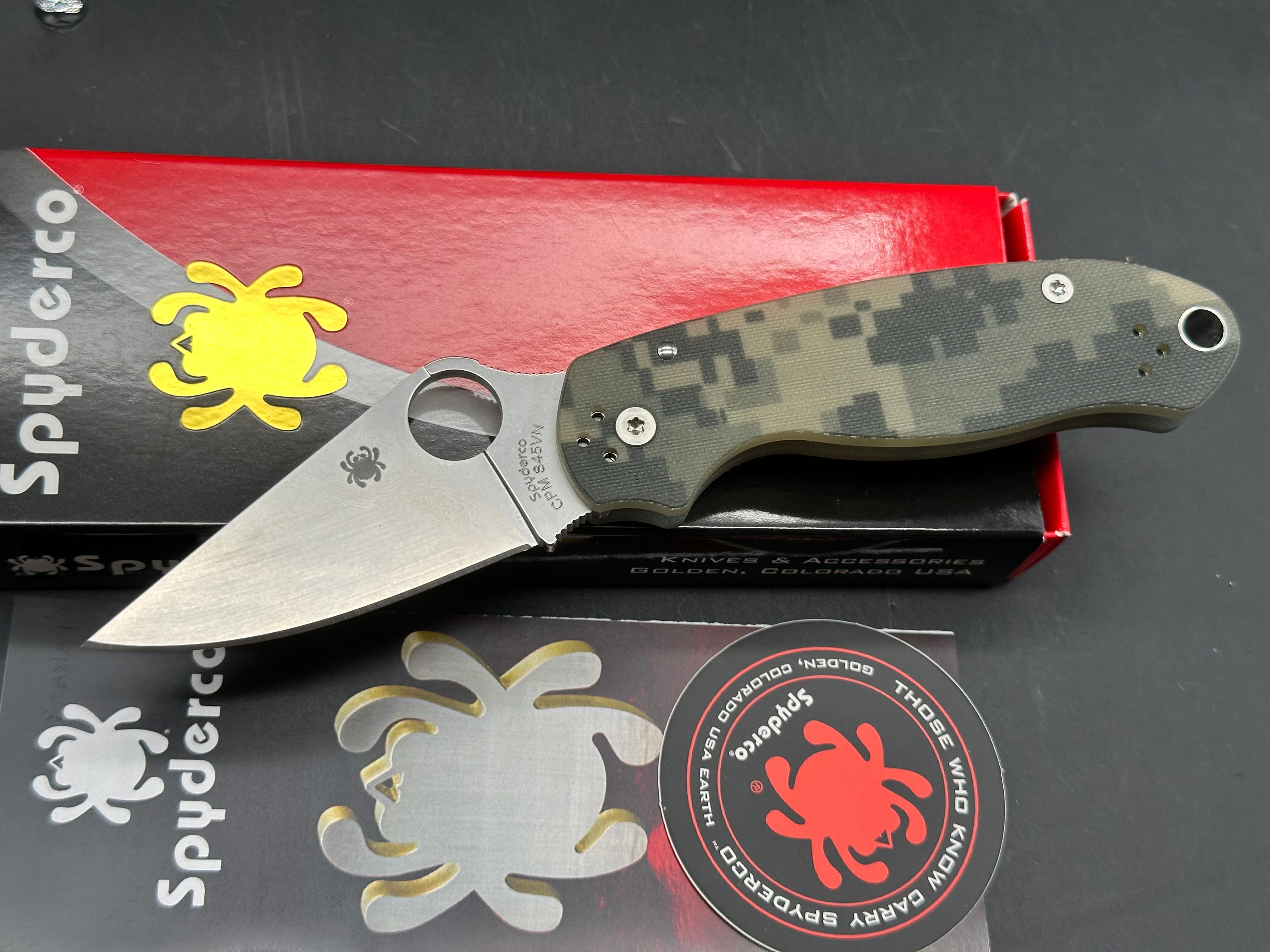 Spyderco Para 3, 2.93" CPM S45VN Stonewash Blade with Digi Camo G10 Scales