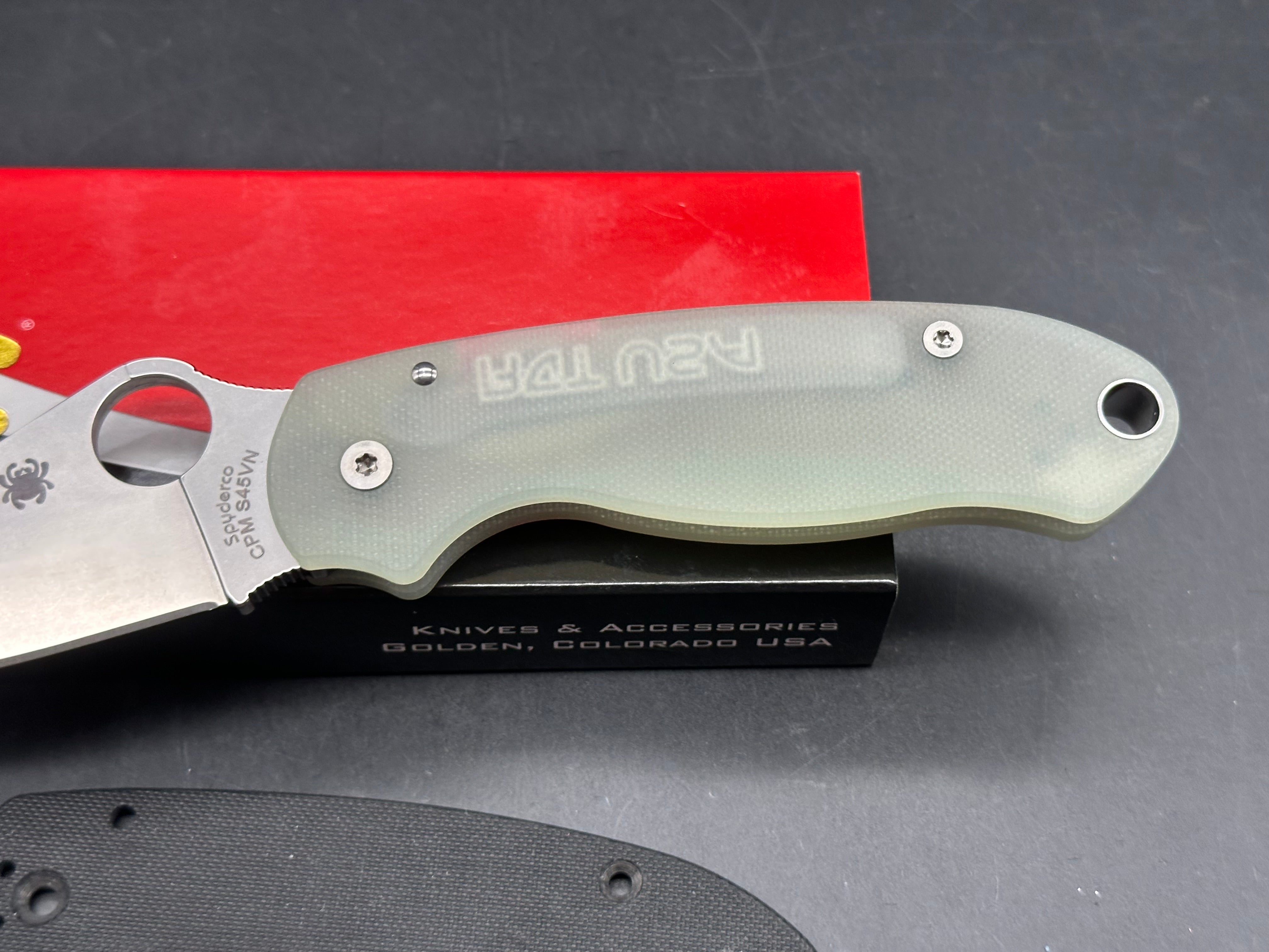 Spyderco Para 3, 2.93" CPM S45VN Stonewash Blade with Ripp's Garage Tech Milled Fluted Natural G10 Scales
