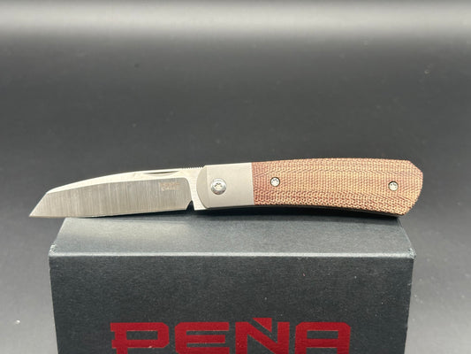 Pena Knives X-Series Apache Front Flipper Knife Natural Micarta