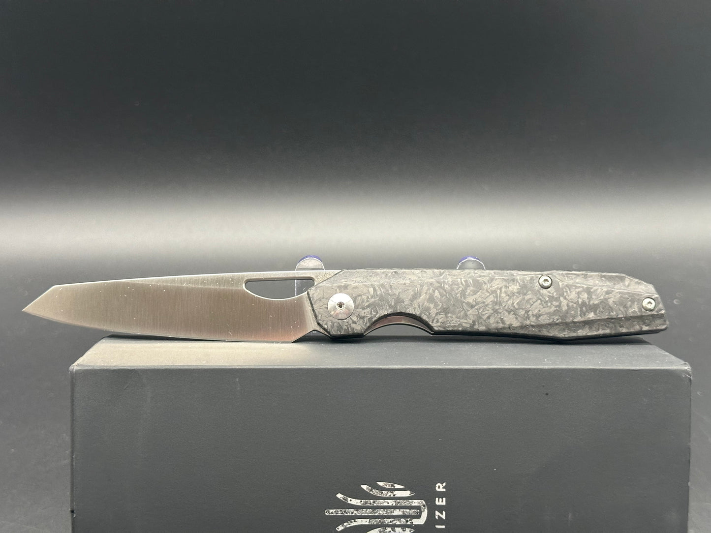 Kizer Genie Liner Lock Knife Carbon Fiber (3.40" Stonewash) Ki4545A2