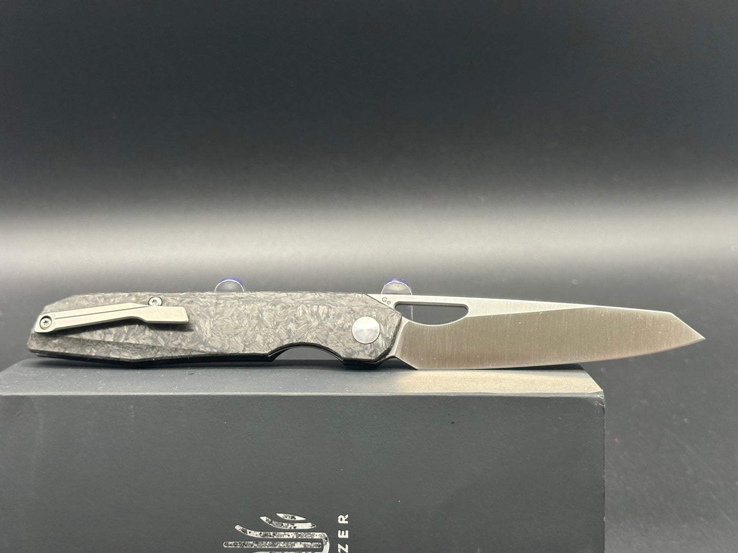 Kizer Genie Liner Lock Knife Carbon Fiber (3.40" Stonewash) Ki4545A2