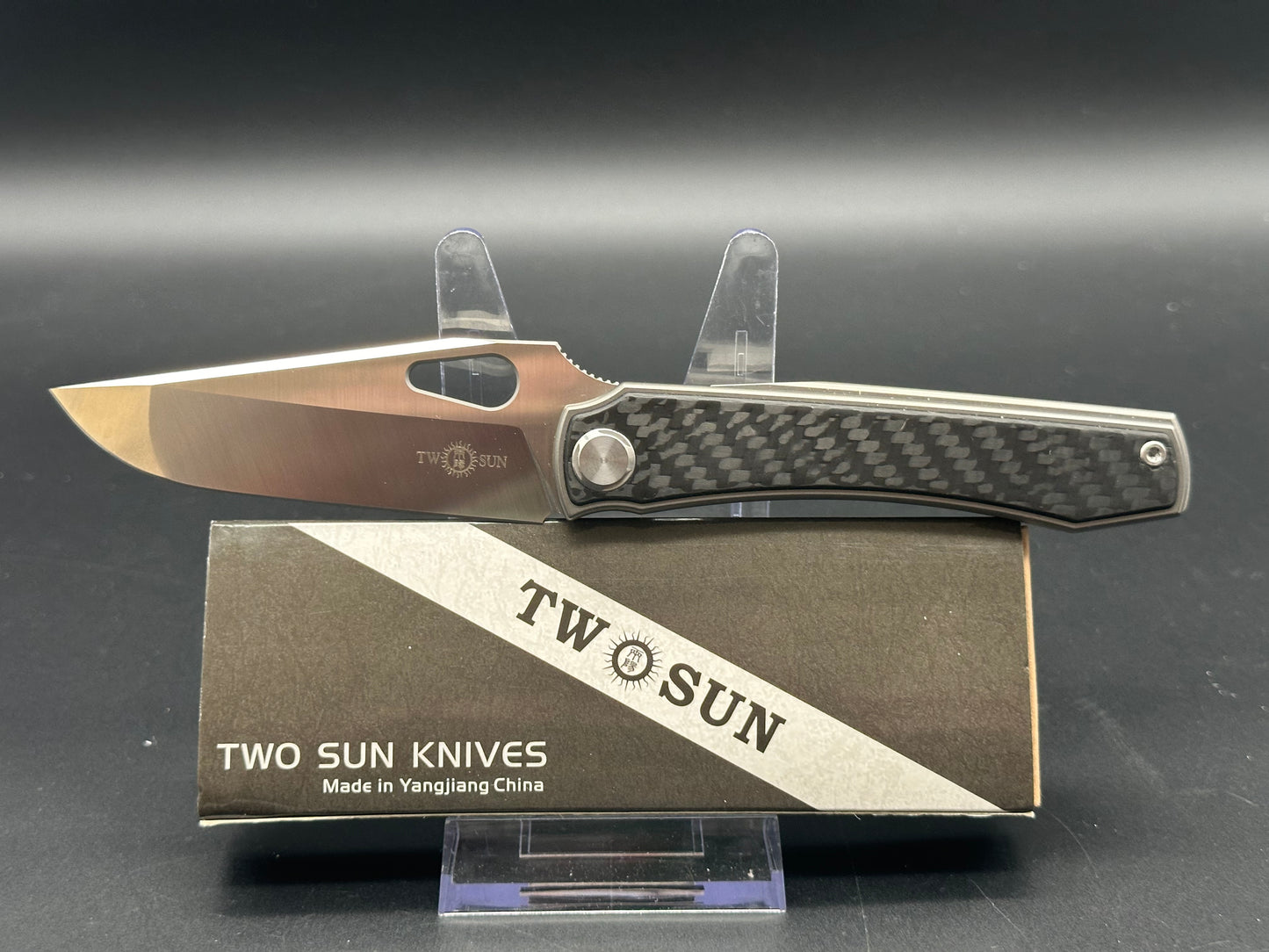 TWOSUN TS136 STINGRAY BLACK MARBLED CARBON FIBER w/ M390