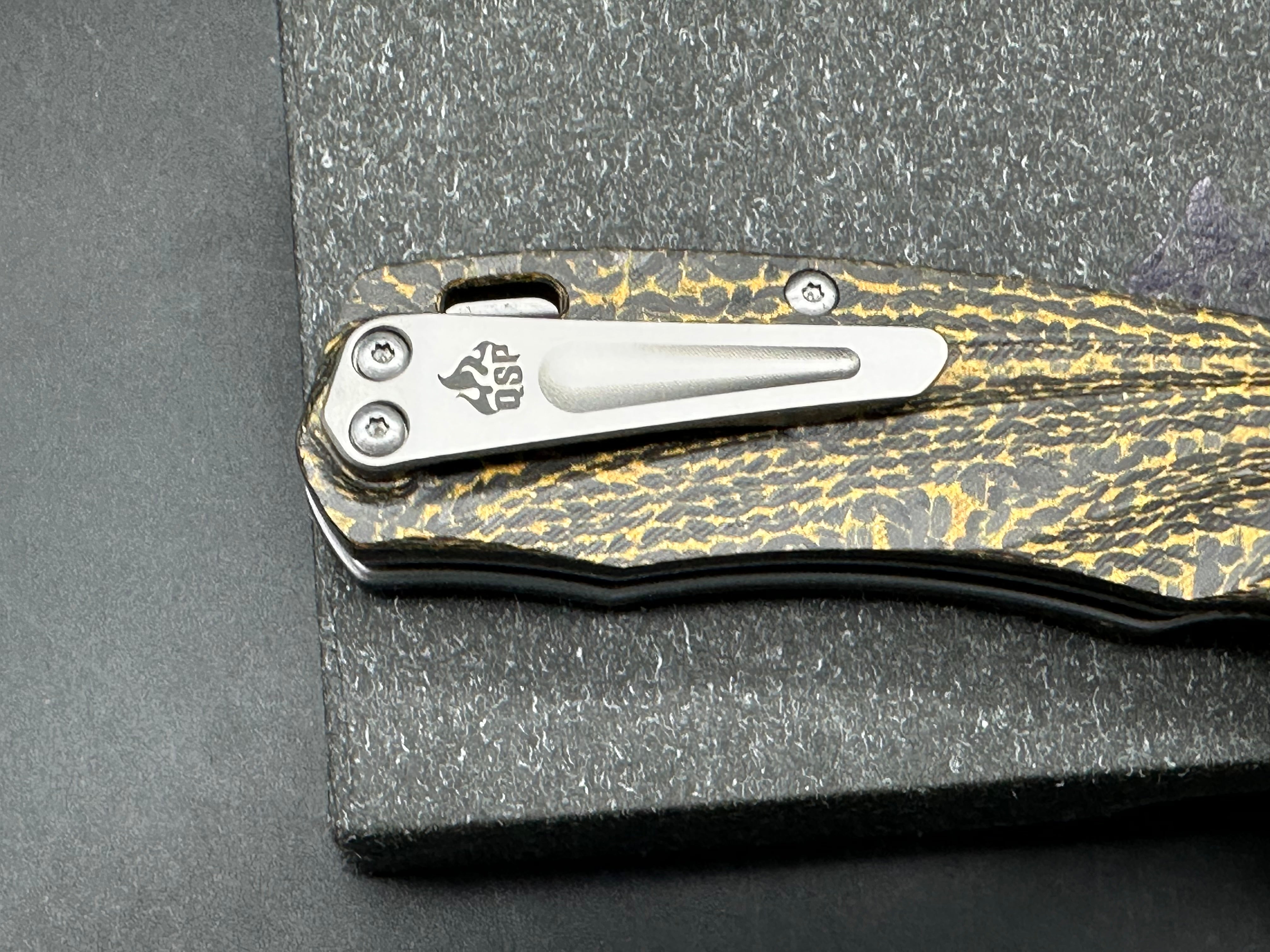 QSP Hornbill 3.25 inch drop point, stonewashed CPM-S35VN blade