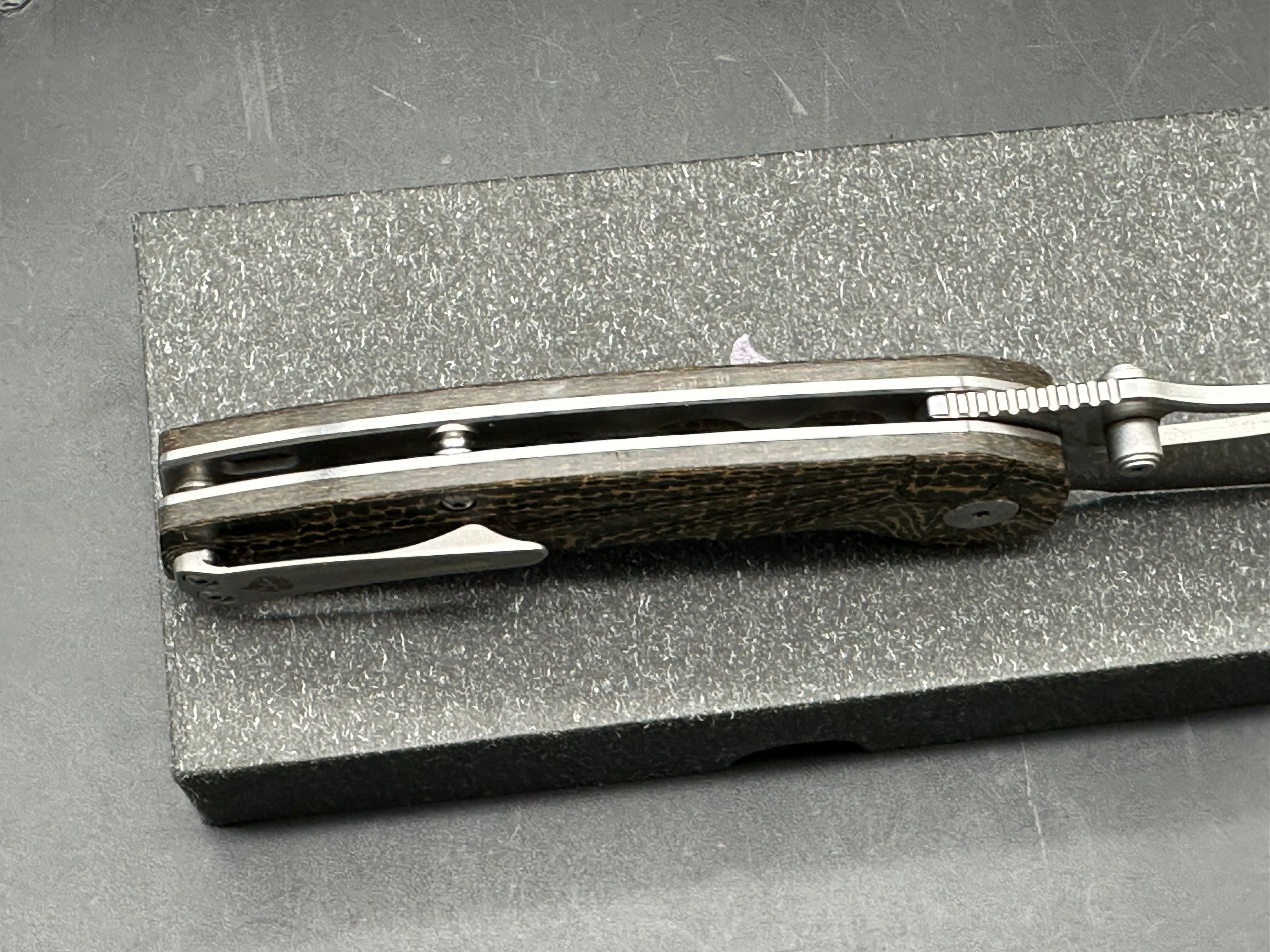 QSP Hornbill 3.25 inch drop point, stonewashed CPM-S35VN blade