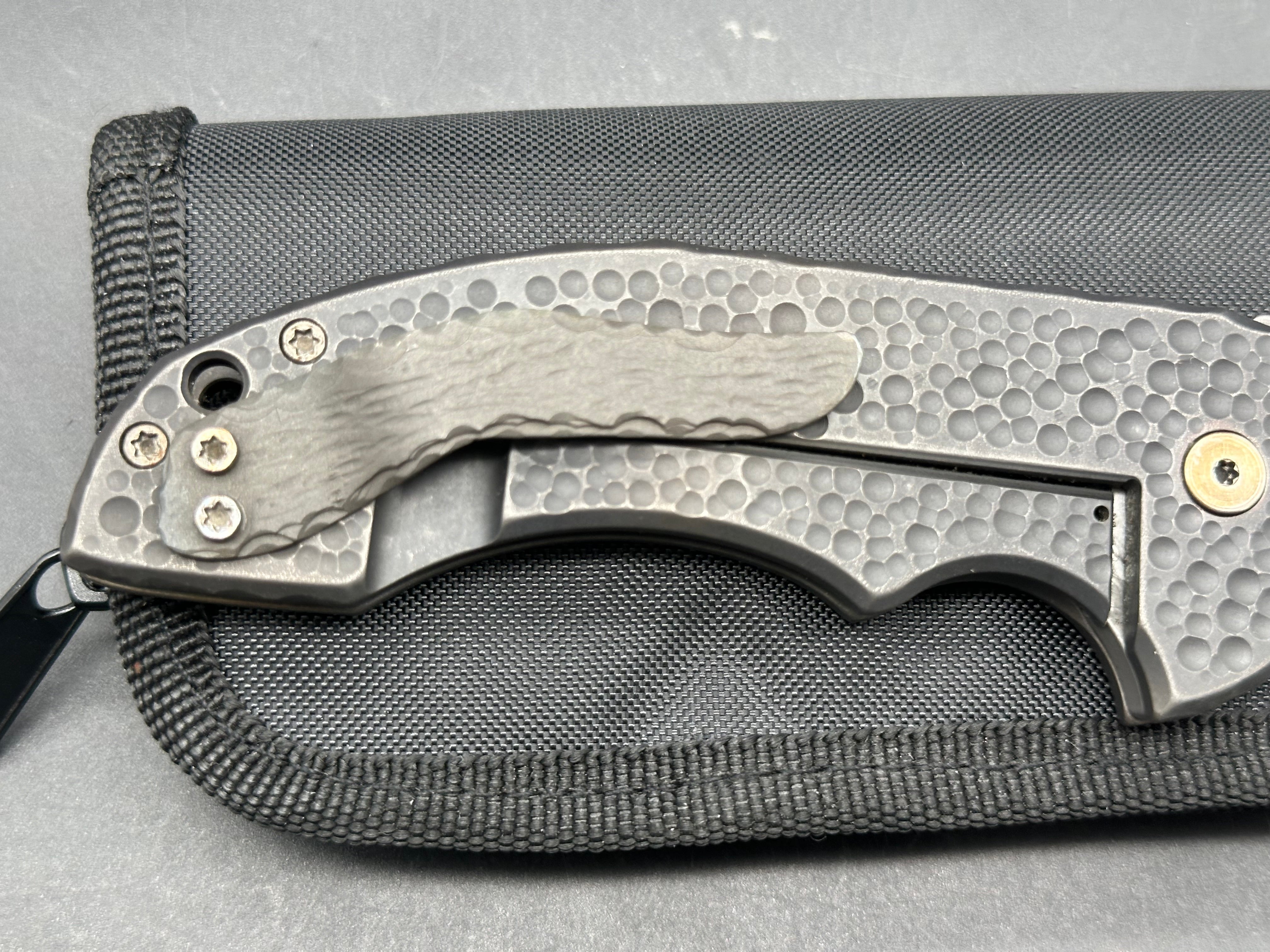 David Mosier Custom Crossfire Custom scales with orange peel, hammered front and rear titanium