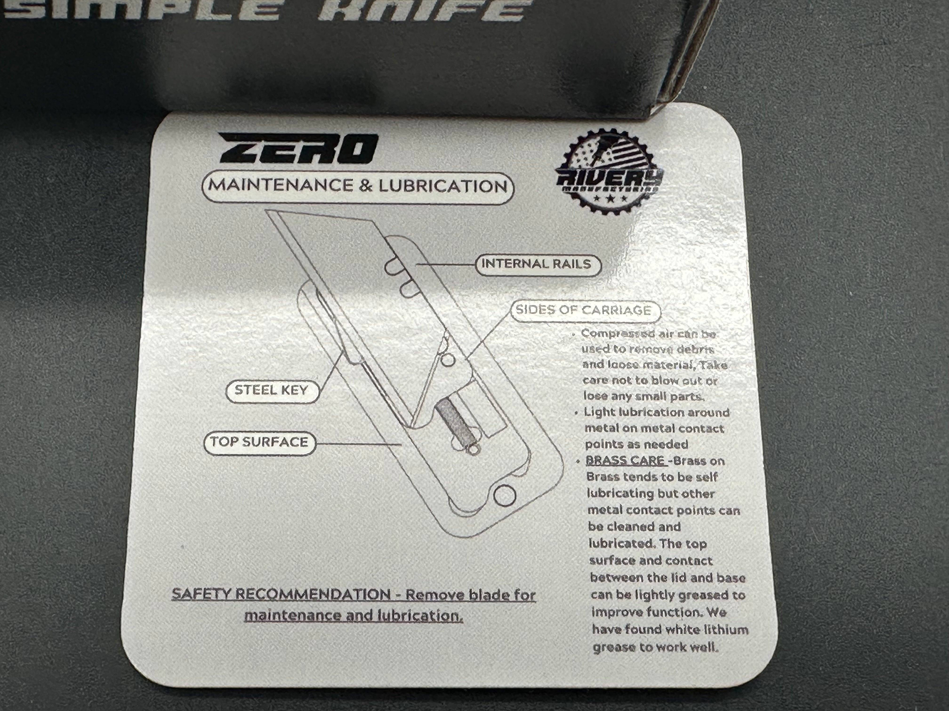 Rivery ZERO Utility Knife Utility Steel with File Pattern Black Aluminum