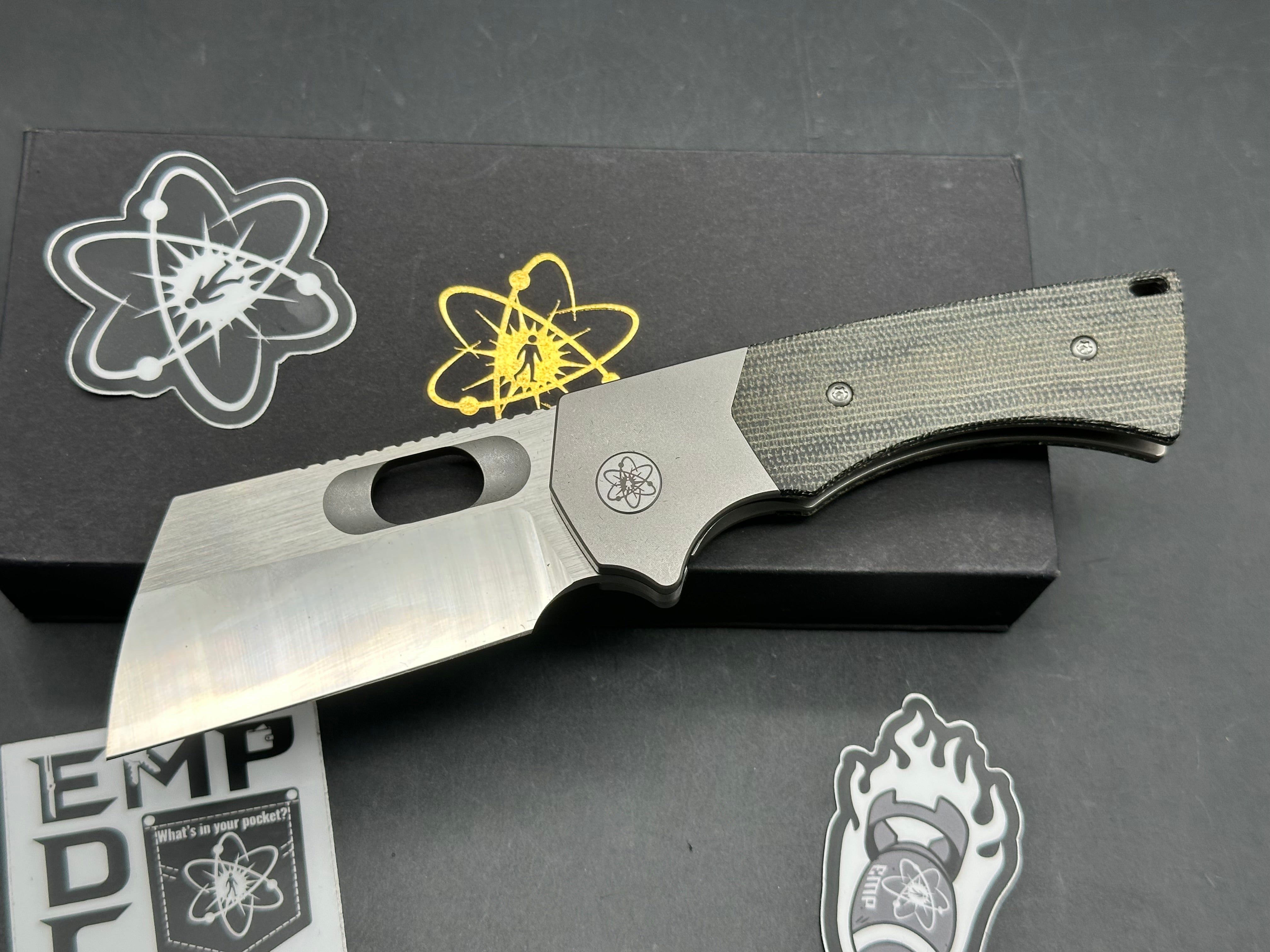 EMP EDC Thick Boy 3 inch stonewashed CPM-S35VN Wharncliffe blade