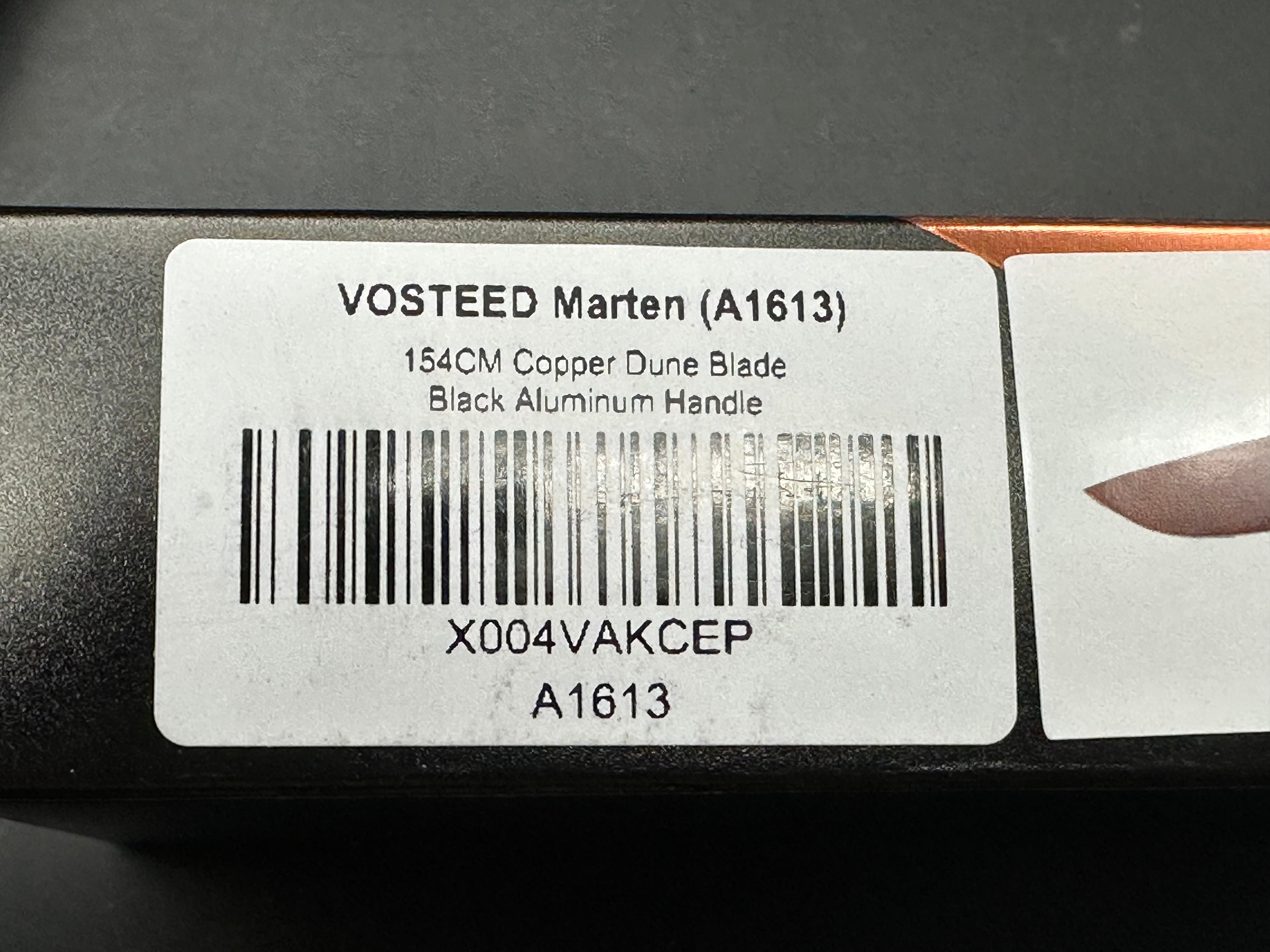 Vosteed Marten 330 Black Handle and Copper Dune Blade