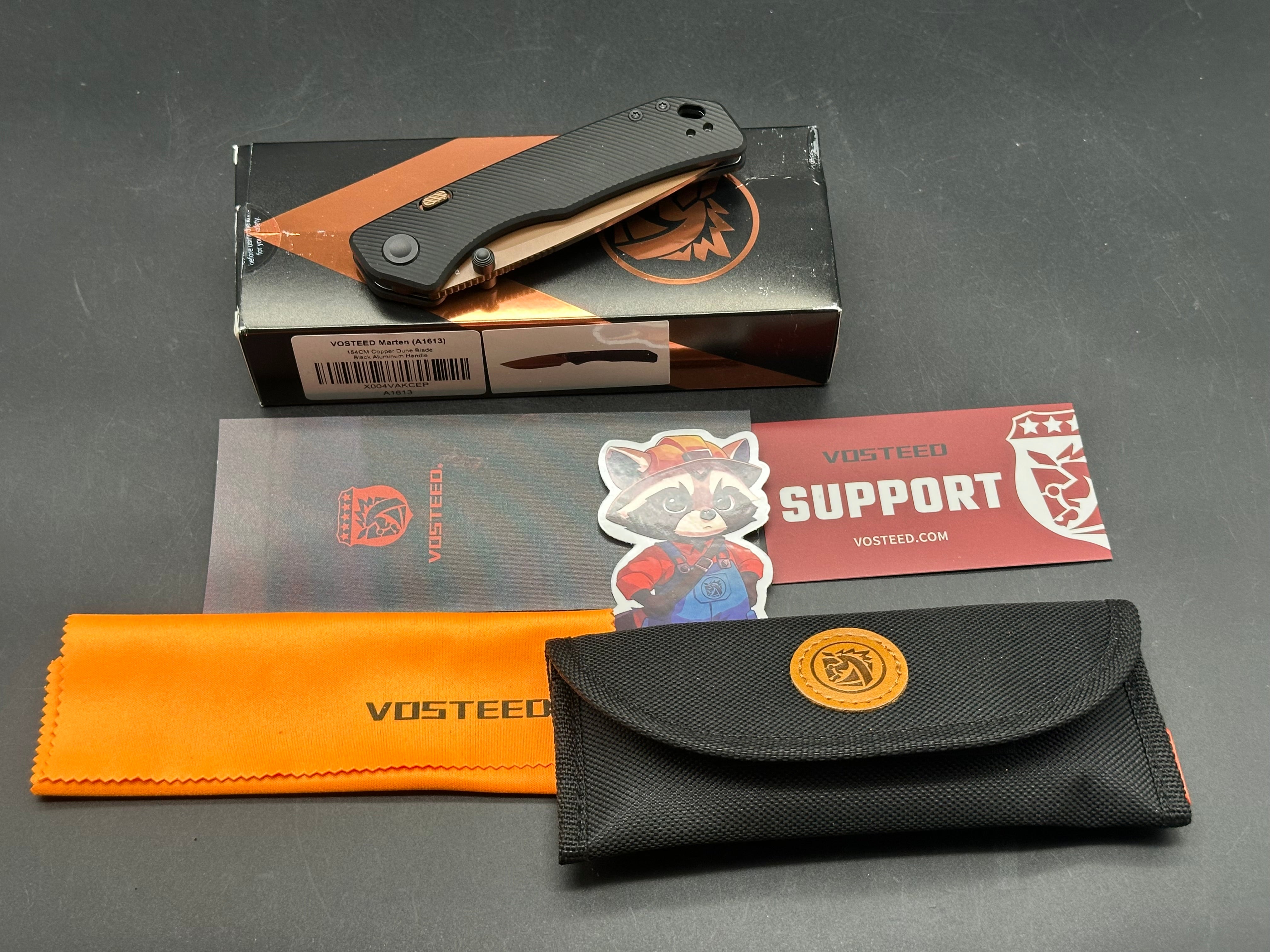Vosteed Marten 330 Black Handle and Copper Dune Blade