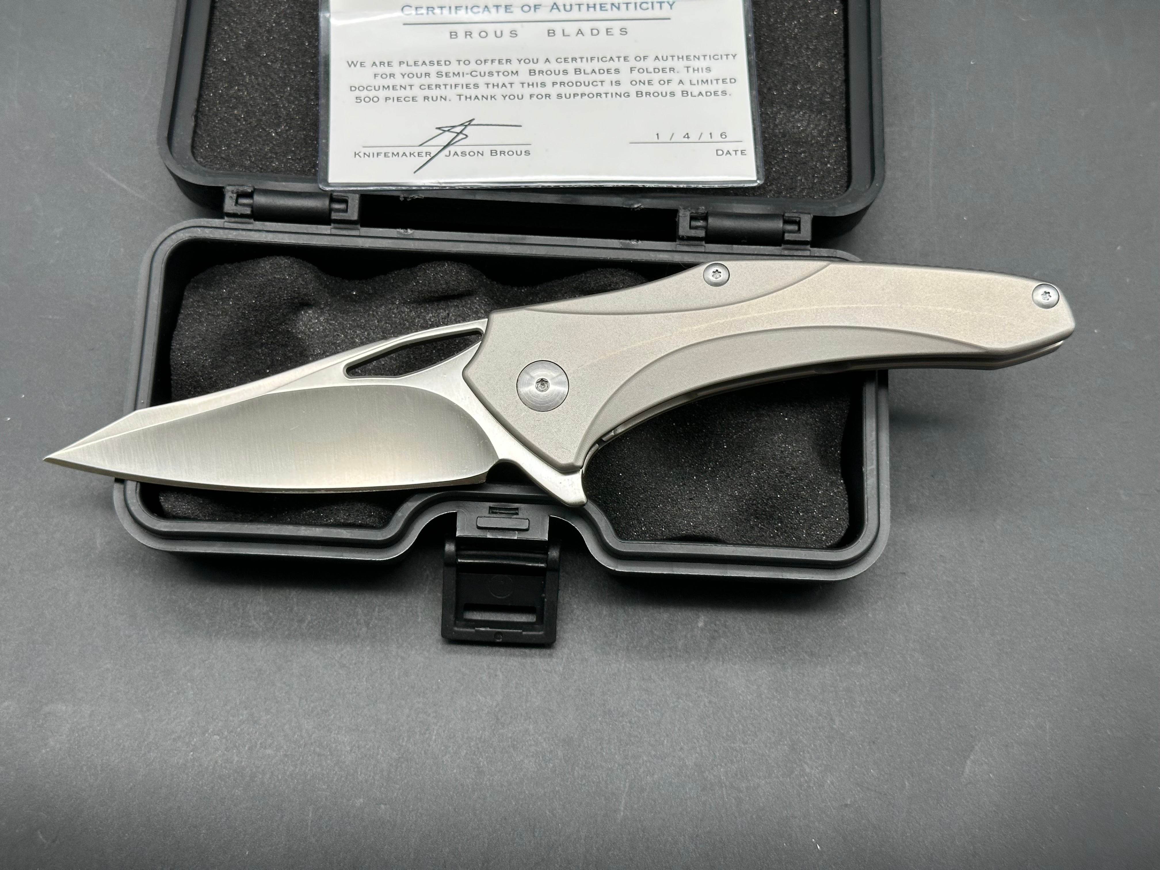 Brous Blades Virtue titanium handle w/D2 blade
