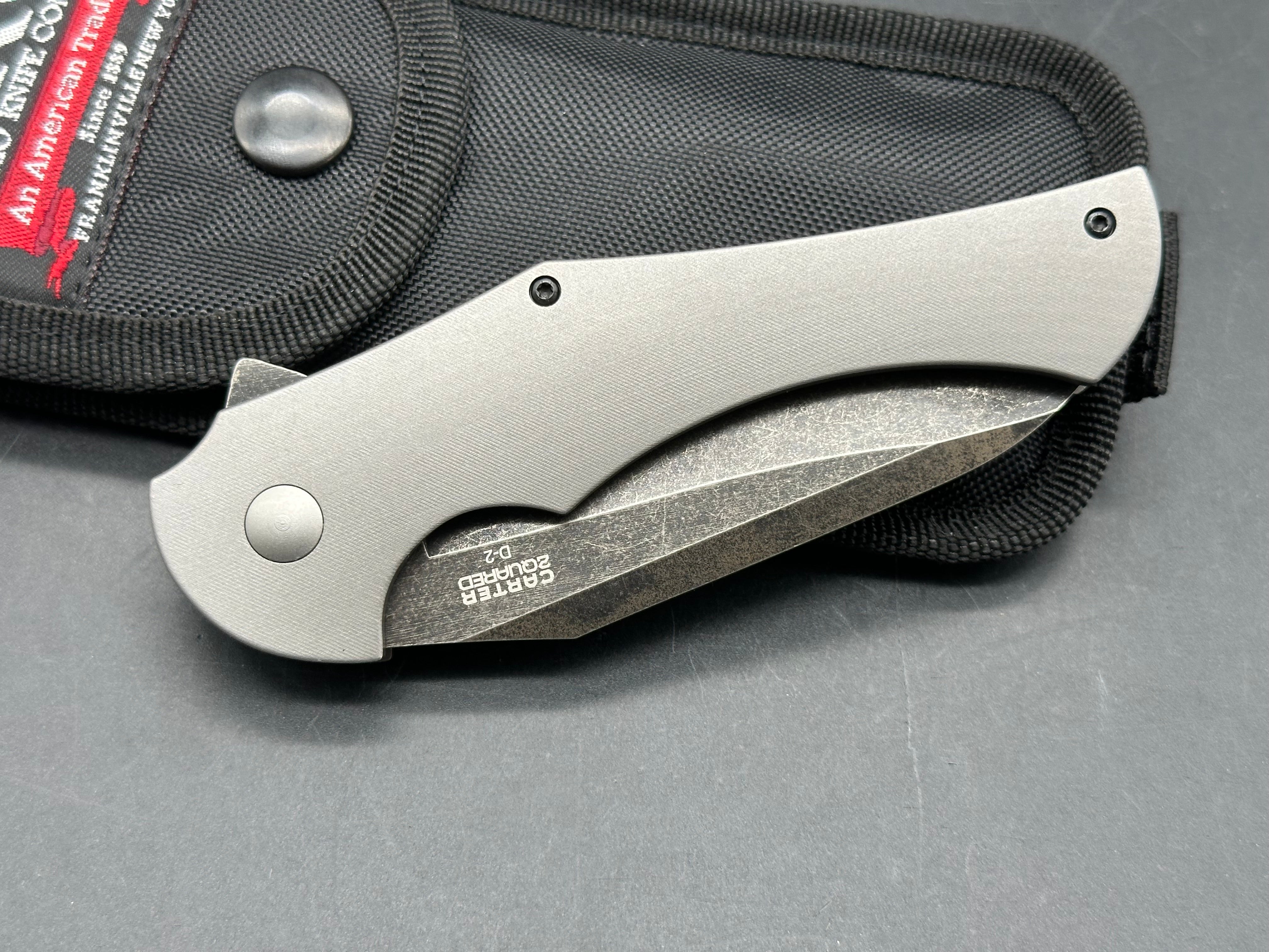 Ontario Carter 2quared Robert Carter design. 3.5 inch hollow grind, tumbled, satin sheepsfoot D2 blade