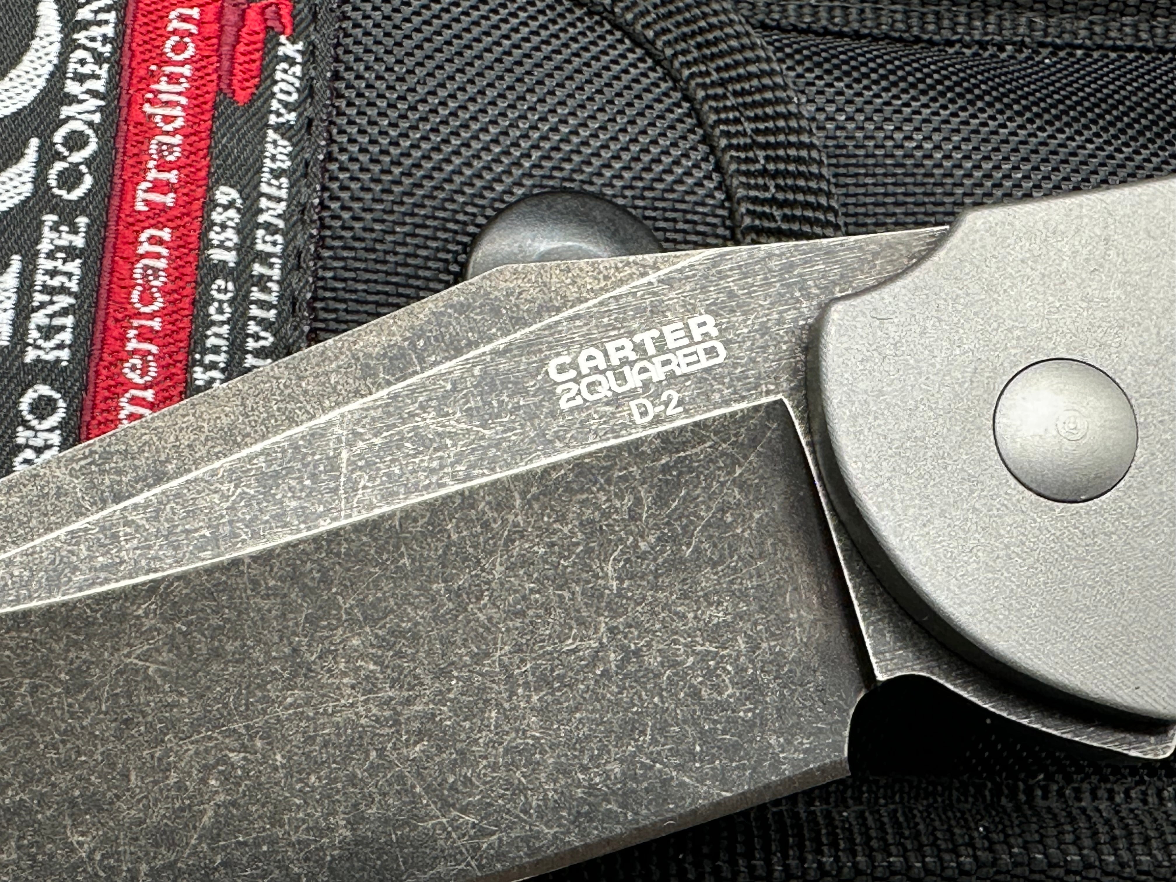 Ontario Carter 2quared Robert Carter design. 3.5 inch hollow grind, tumbled, satin sheepsfoot D2 blade