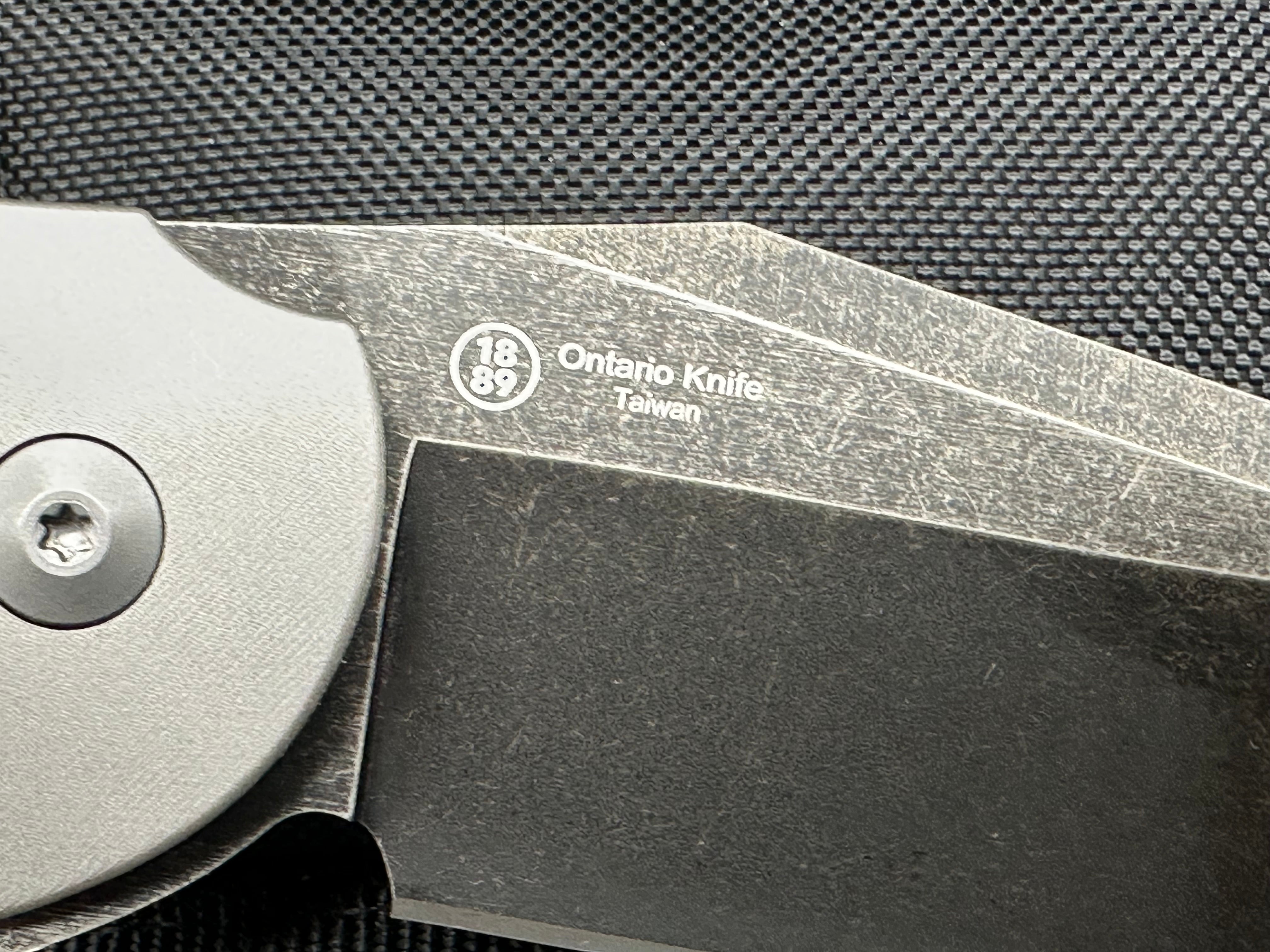 Ontario Carter 2quared Robert Carter design. 3.5 inch hollow grind, tumbled, satin sheepsfoot D2 blade