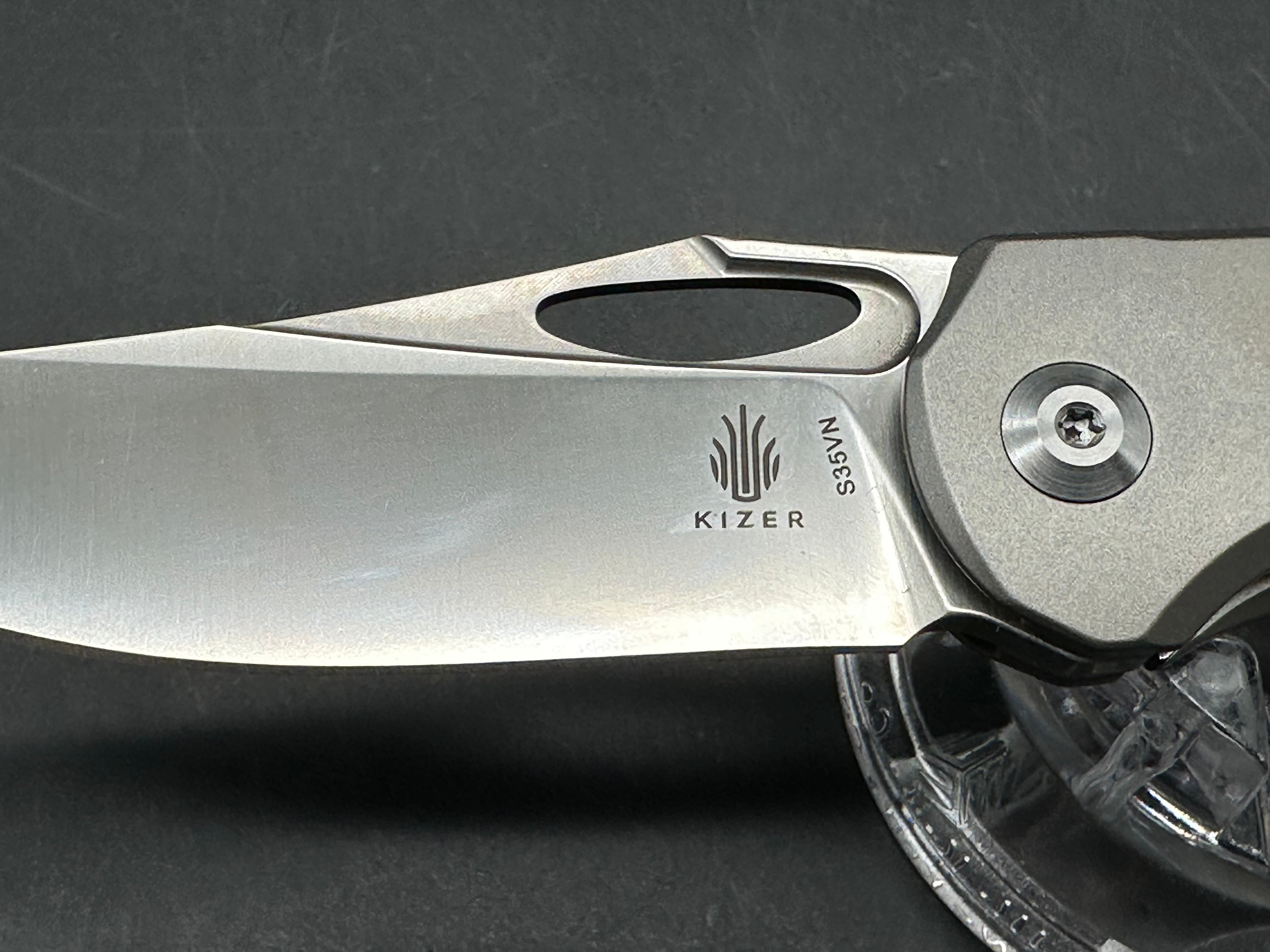 Kizer Assassin A2 Carlos Elstner design. 3.1 inch satin finish, clip point, flat grind CPM-S35VN blade