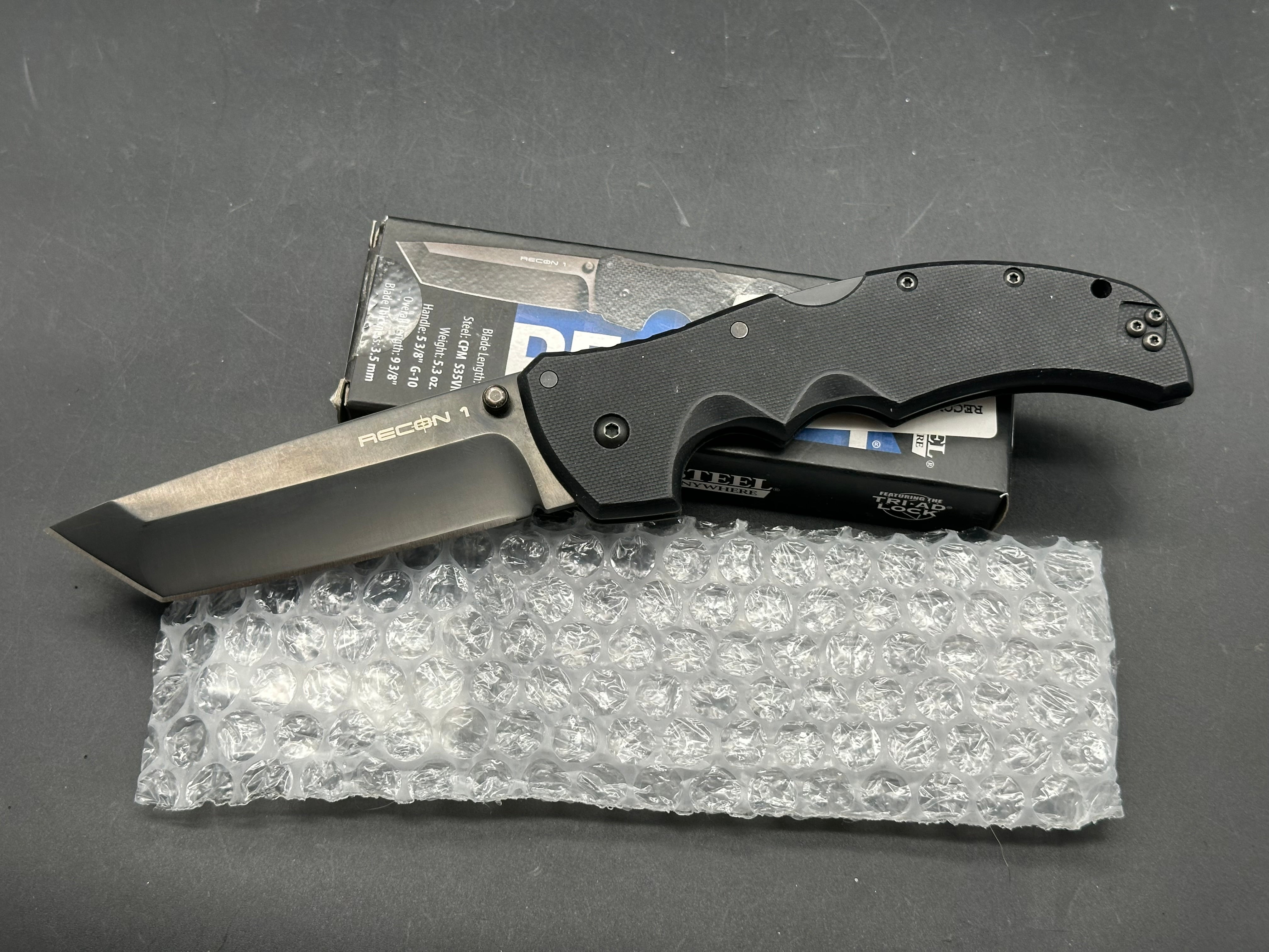 Cold Steel Recon 1 Tanto Lockback Knife G-10 (4" Black CPM-S35VN)