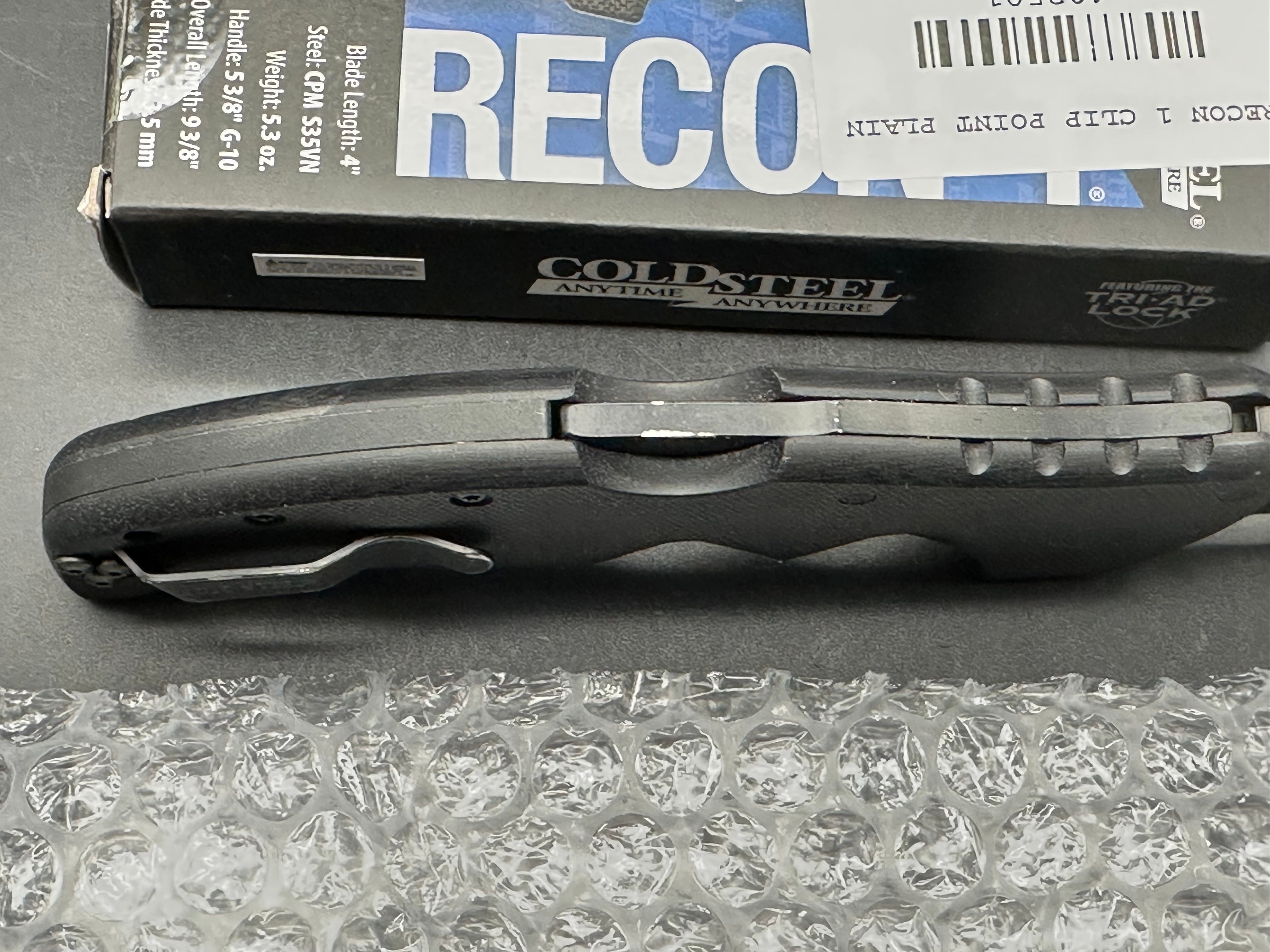 Cold Steel Recon 1 Tanto Lockback Knife G-10 (4" Black CPM-S35VN)