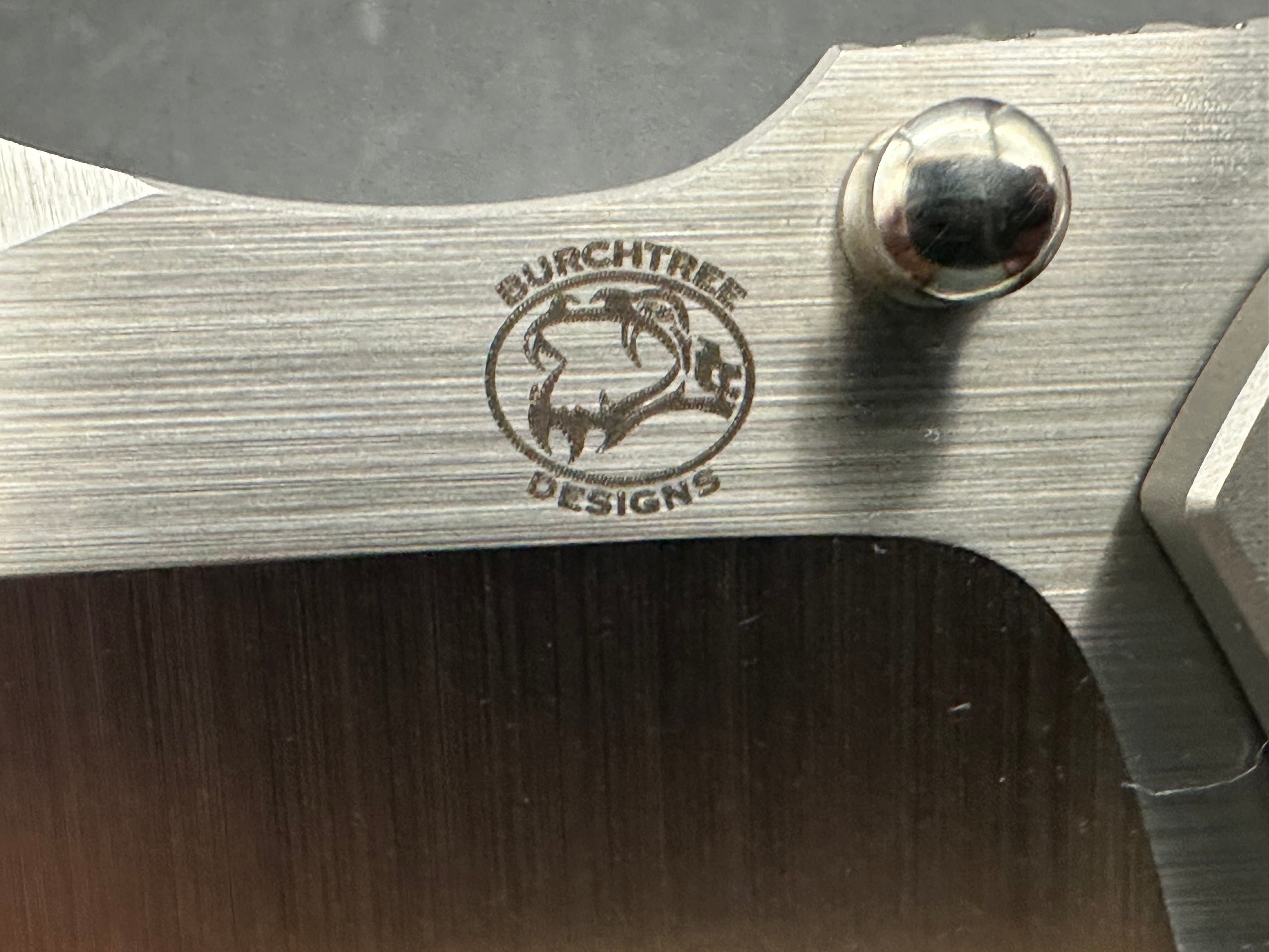 Burchtree Designs Secant Michael Burch design. 3.125 inch satin Bohler M390 blade. Titanium and carbon fiber frame