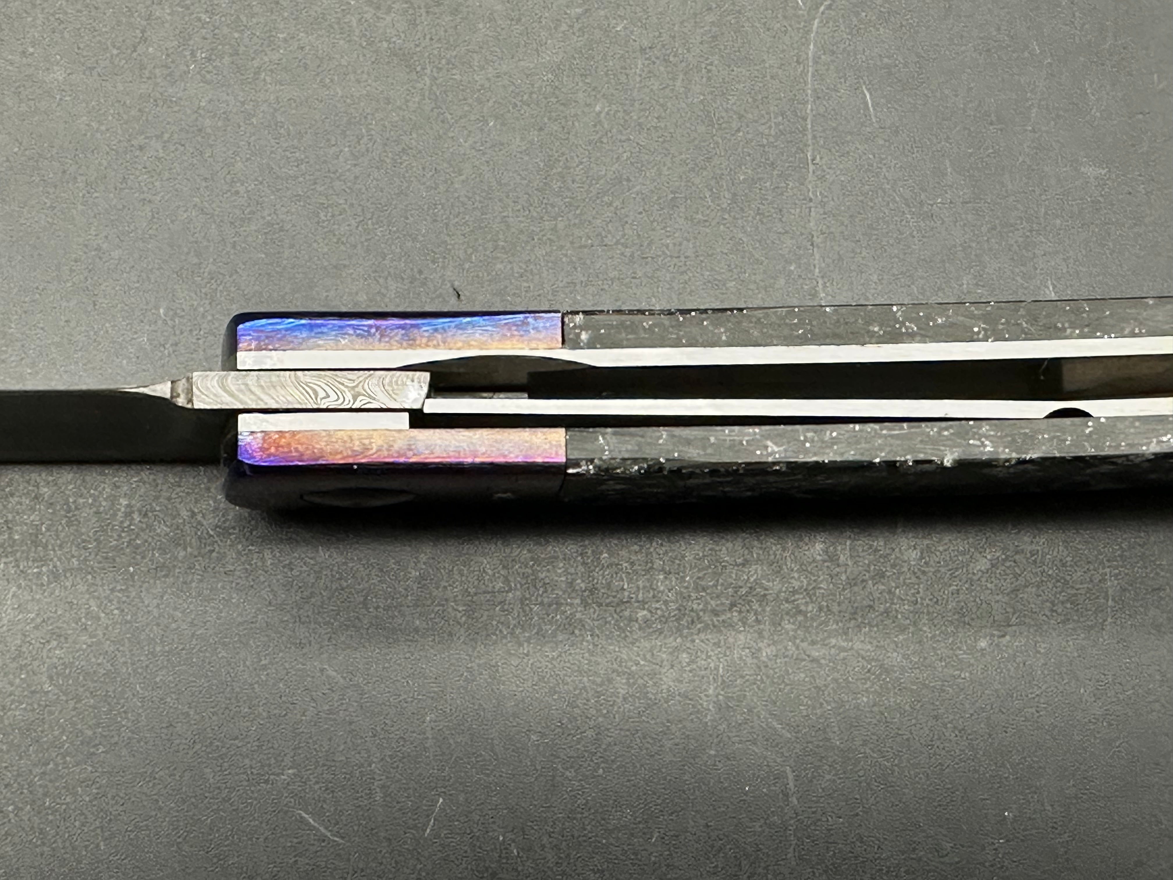 Pieter Annandale Custom Folder  Timascus and brilliant carbon fiber front and rear scales