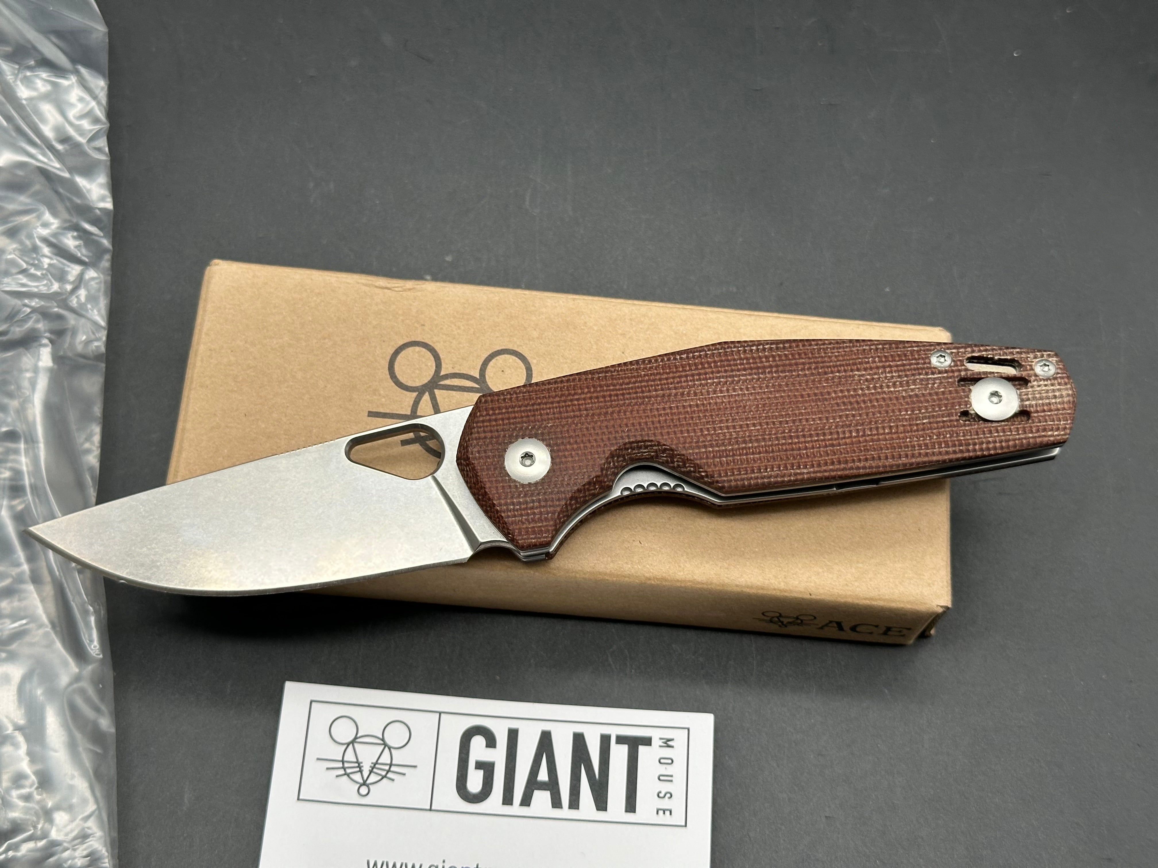 Giant Mouse Nimbus Micarta scales w/Elmax blade