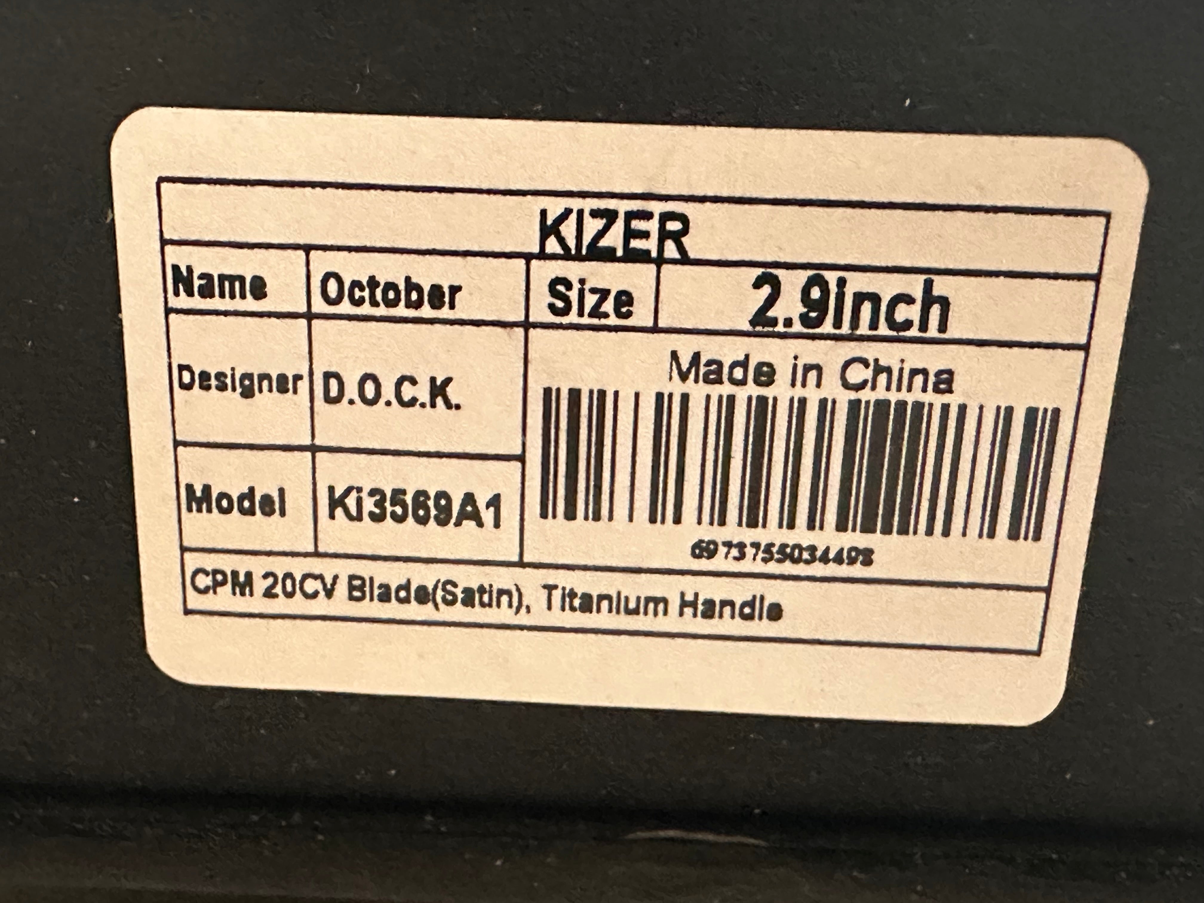 Kizer October titanium handle w/20CV blade