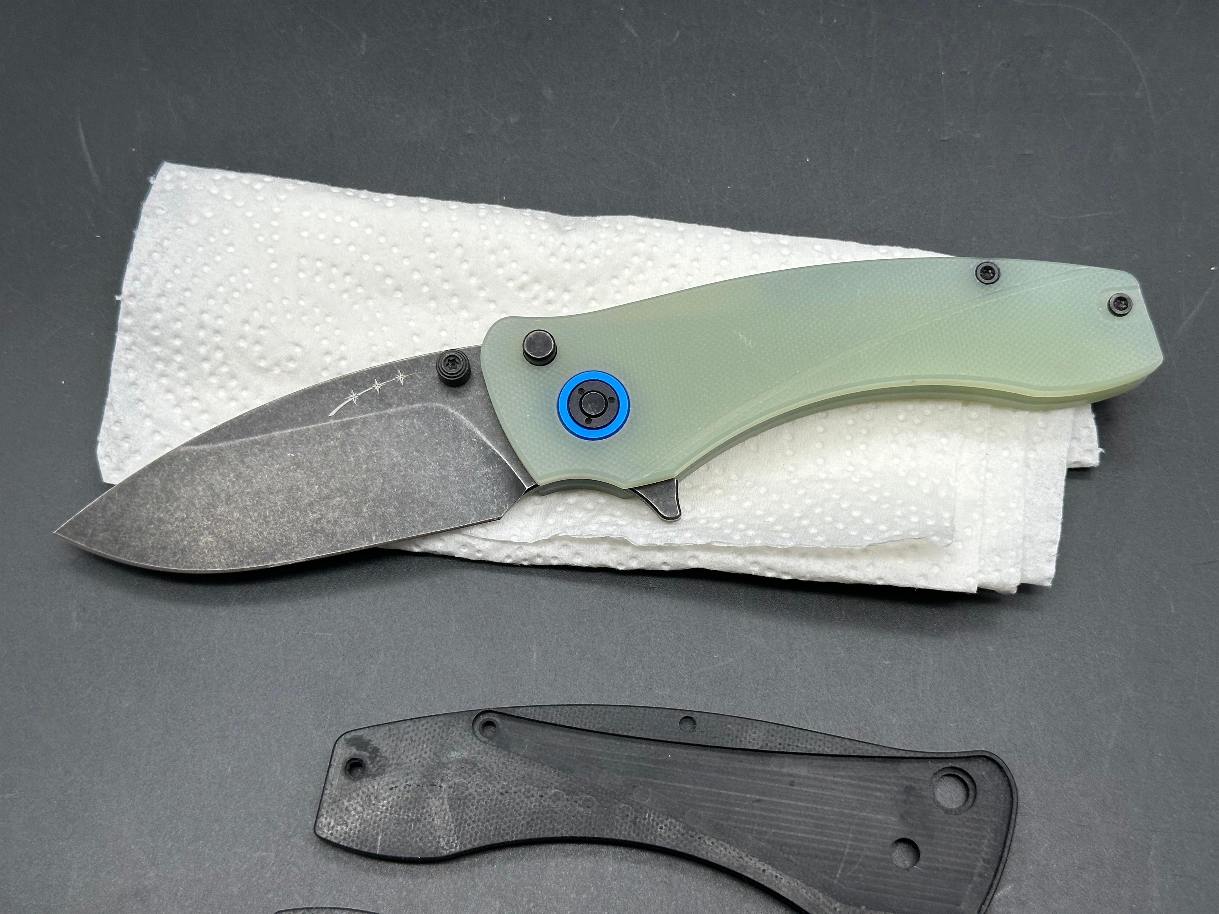 Orion Knives Solaris 14C28N blade / jade G-10 handle