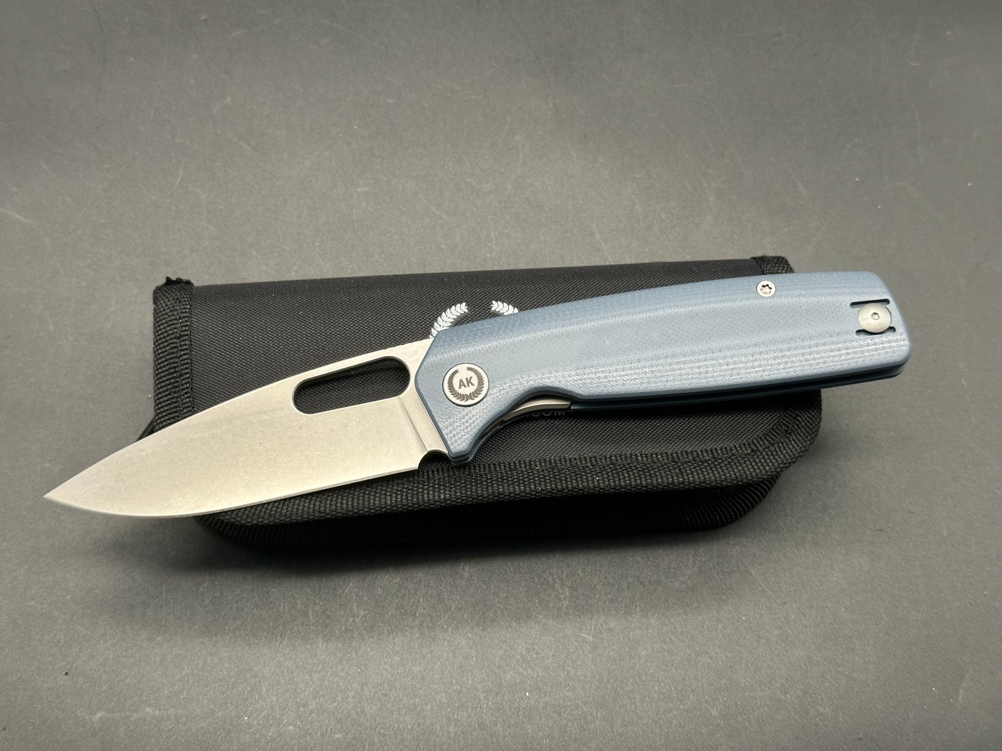 Asher Spiro G10 (NEW), 3.2" 20CV Stonewash Blade Steel Blue G10 Handle