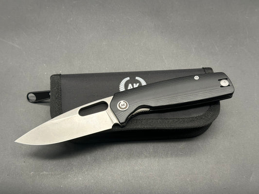 Asher Spiro G10 (NEW), 3.2" S35VN Stonewash Blade with Black G10 Handle