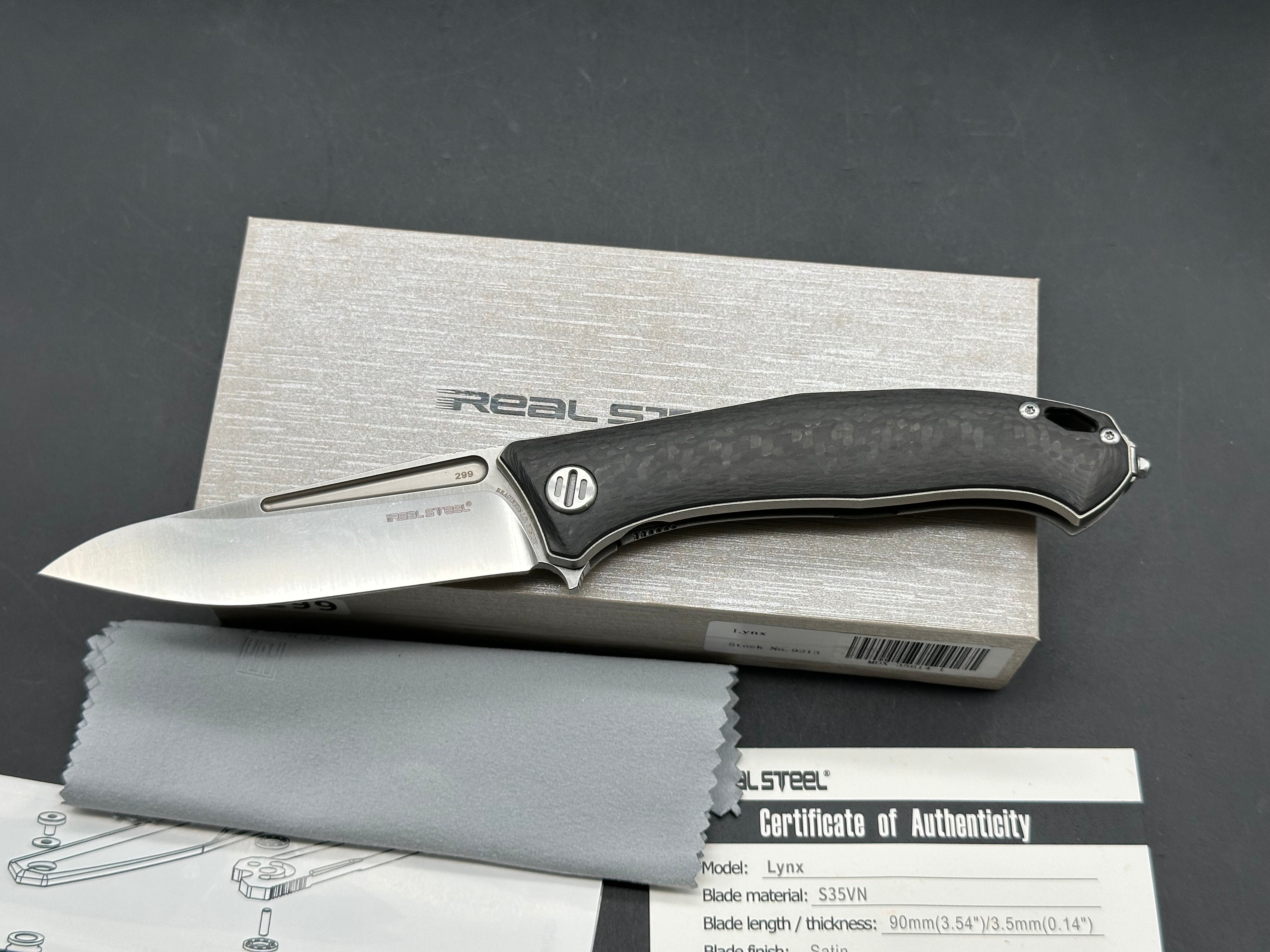 Real Steel Lynx CF/Titanium liners handle w/S35VN blade