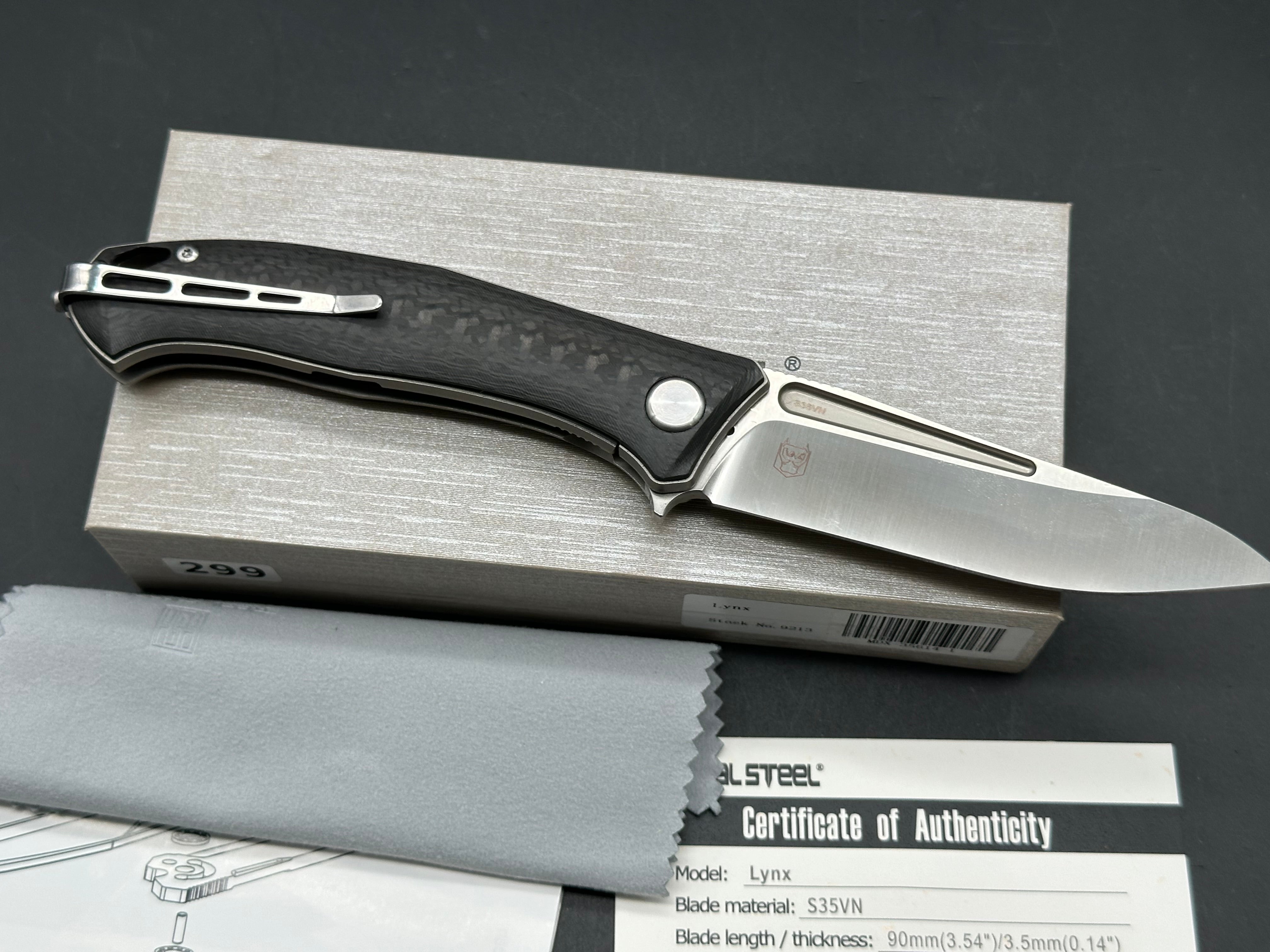 Real Steel Lynx CF/Titanium liners handle w/S35VN blade