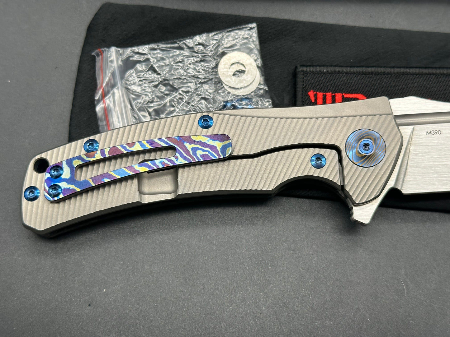 Reate Horizon-D Titanium frame marble CF scale w/real Timascus clip