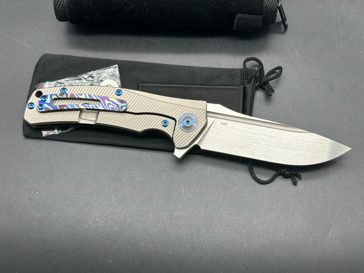 Reate Horizon-D Titanium frame marble CF scale w/real Timascus clip